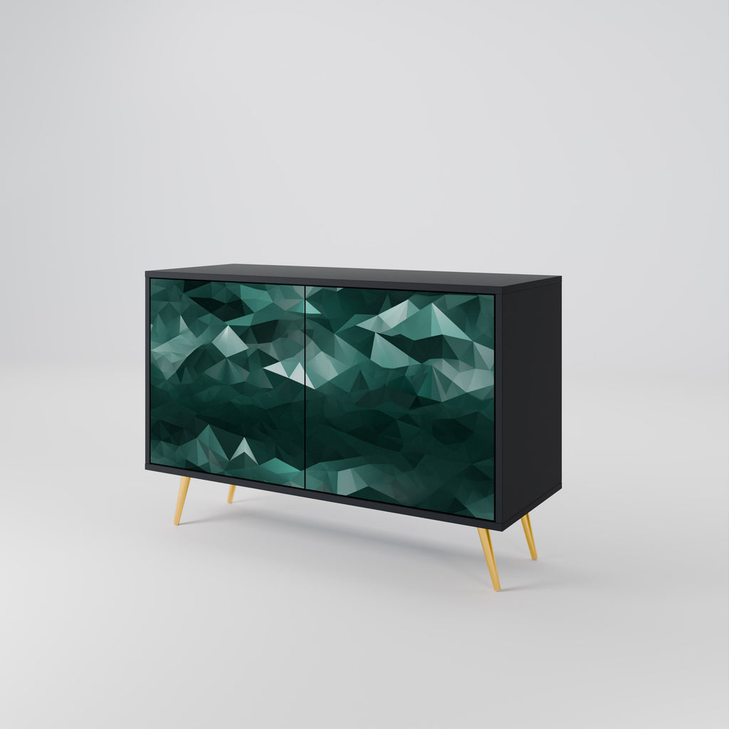 POLYGONAL FLOATING 2-Door Sideboard in Black Finish