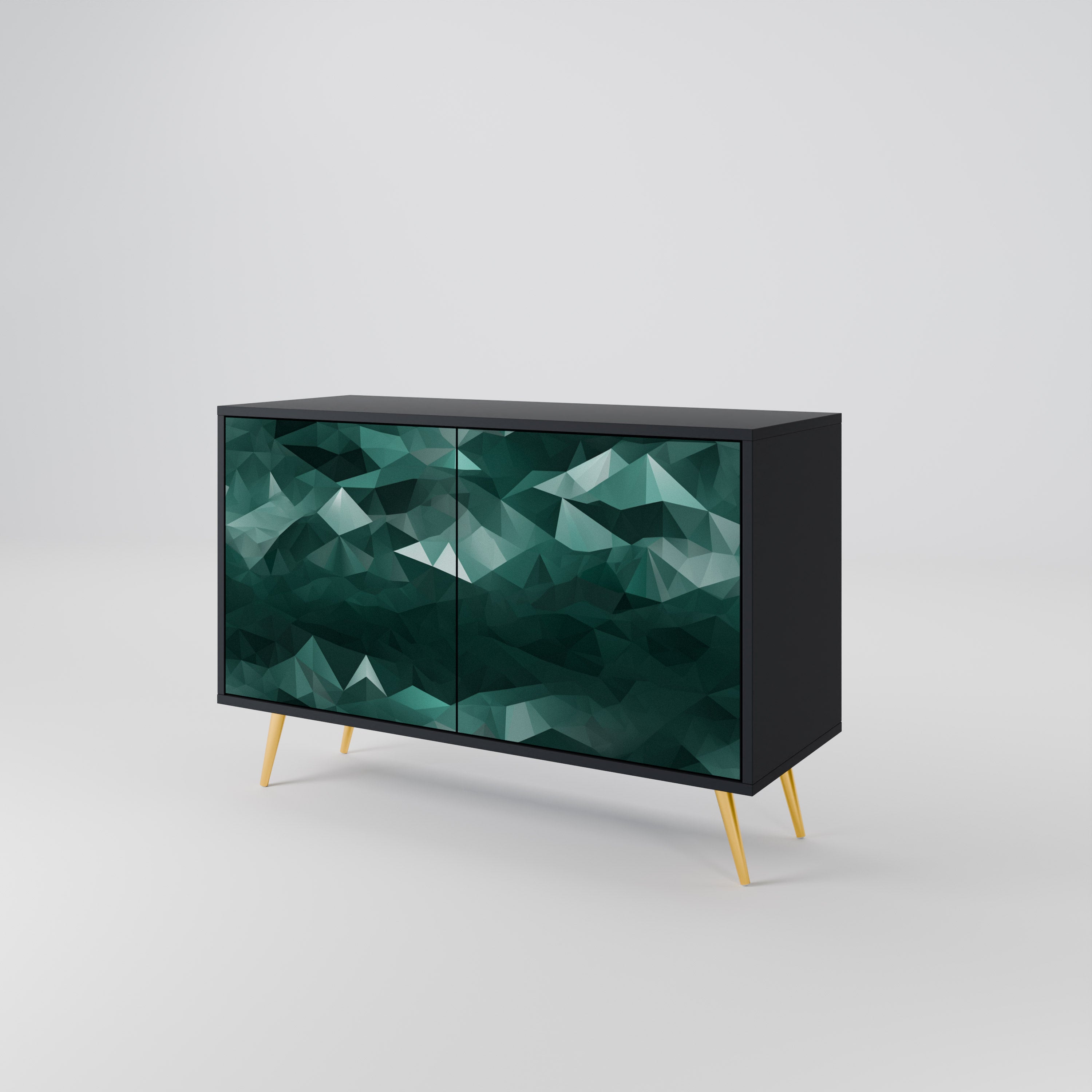 POLYGONAL FLOATING 2-Door Sideboard in Black Finish