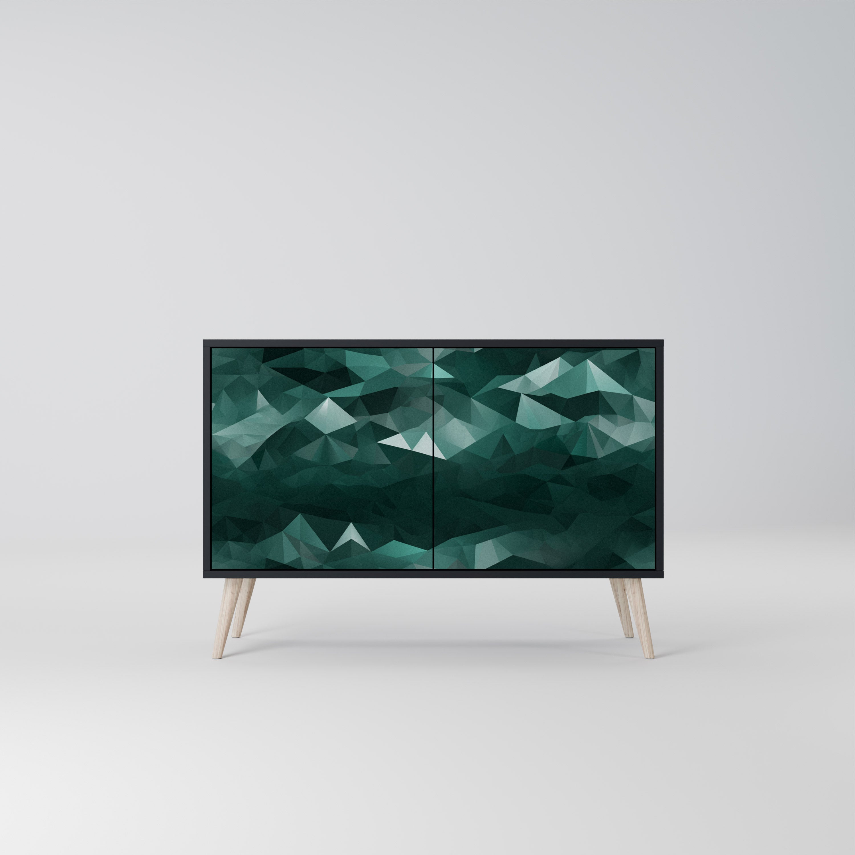 POLYGONAL FLOATING 2-Door Sideboard in Black Finish