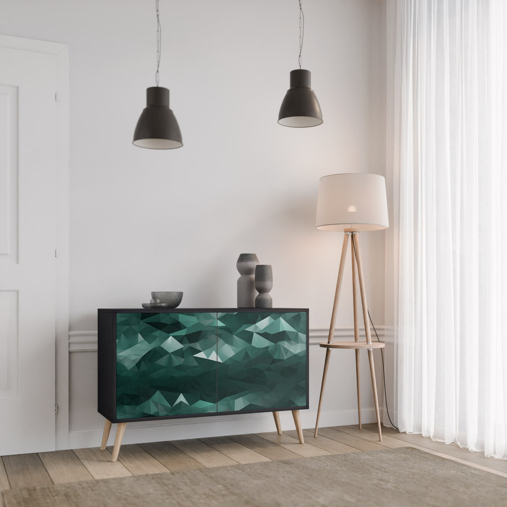 POLYGONAL FLOATING 2-Door Sideboard in Black Finish