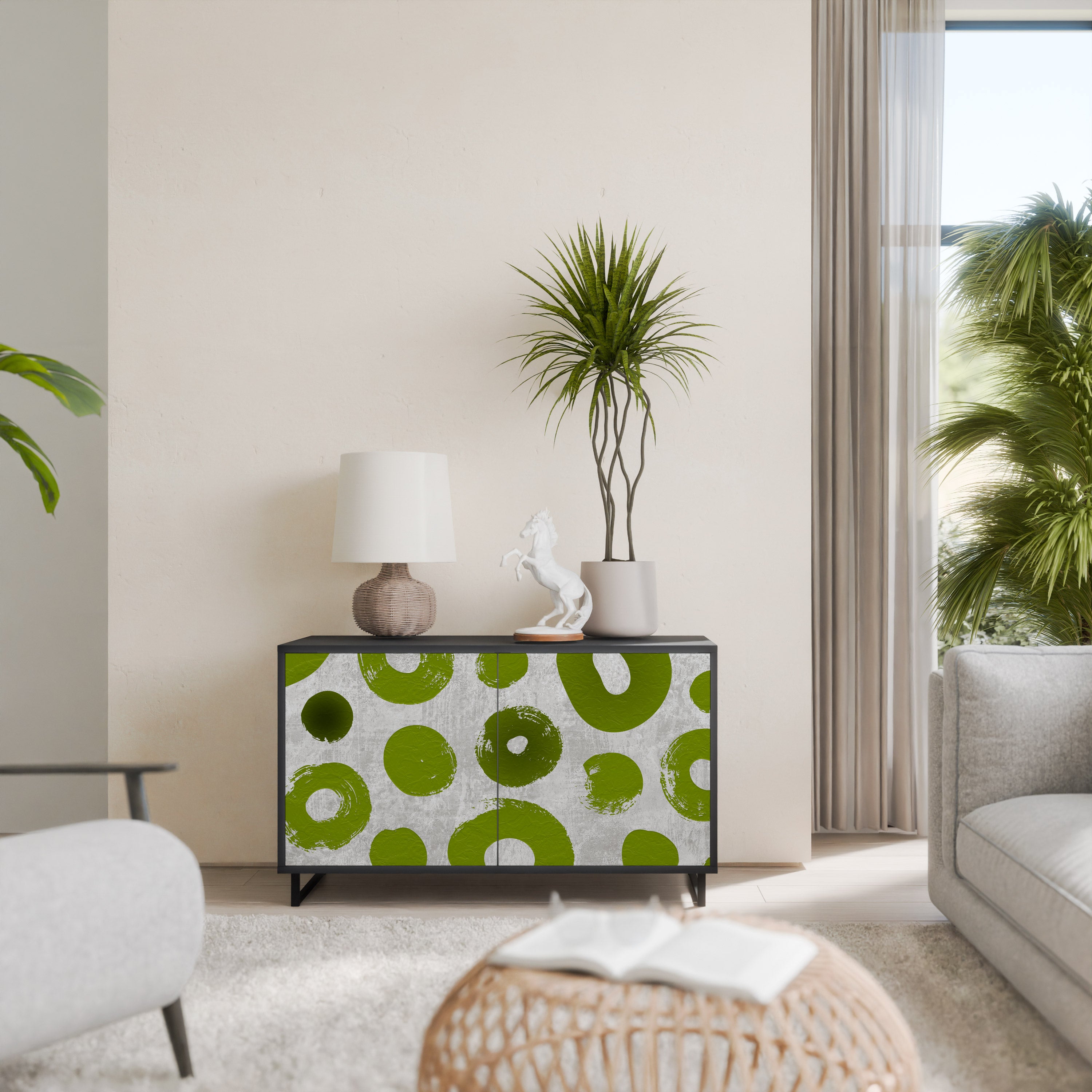 GREEN RHAPSODY 2-Door Sideboard in Black Finish