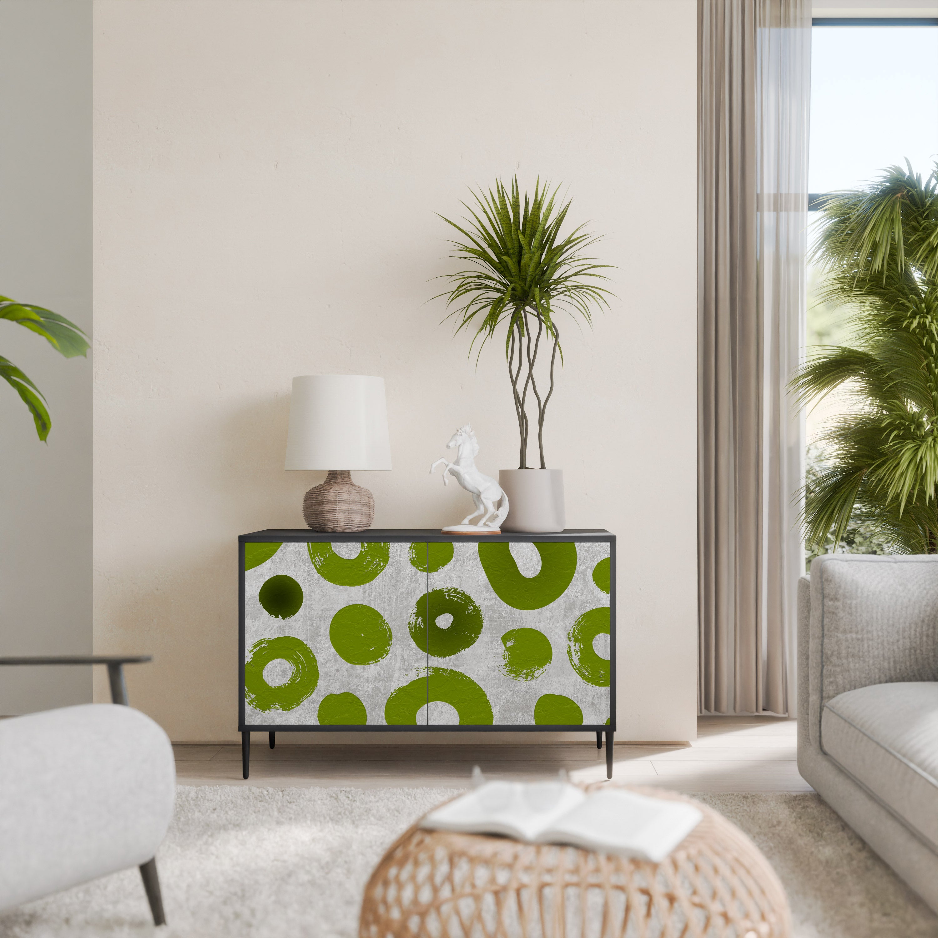 GREEN RHAPSODY 2-Door Sideboard in Black Finish