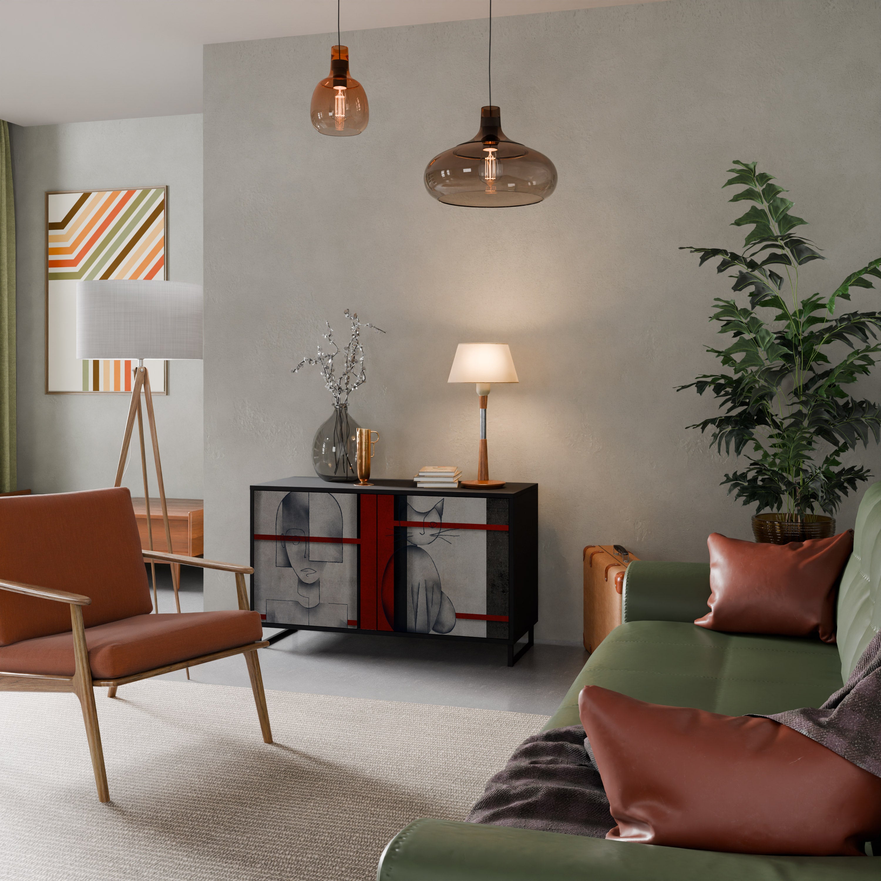 GRAY FIGURES 2-Door Sideboard in Black Finish