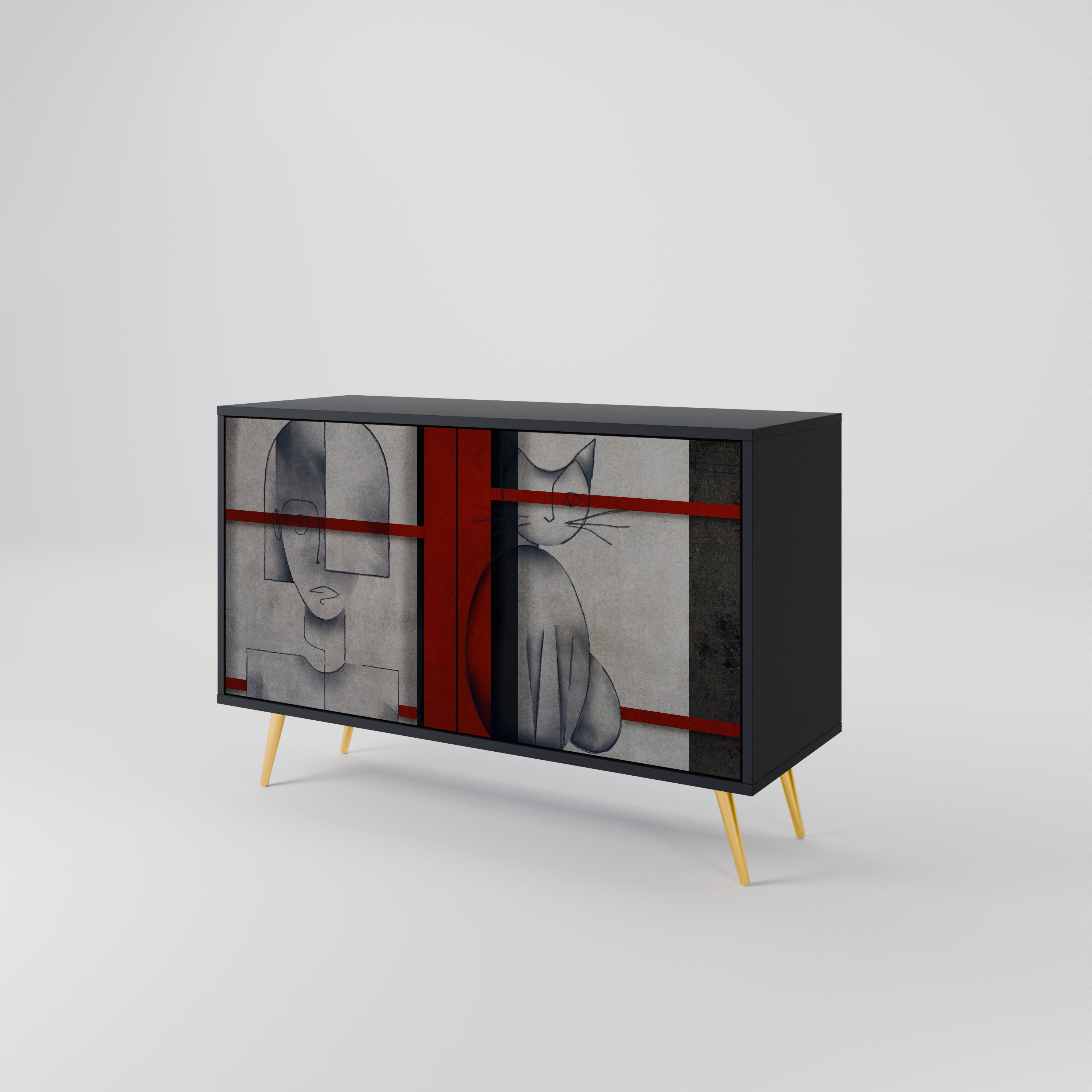 GRAY FIGURES 2-Door Sideboard in Black Finish