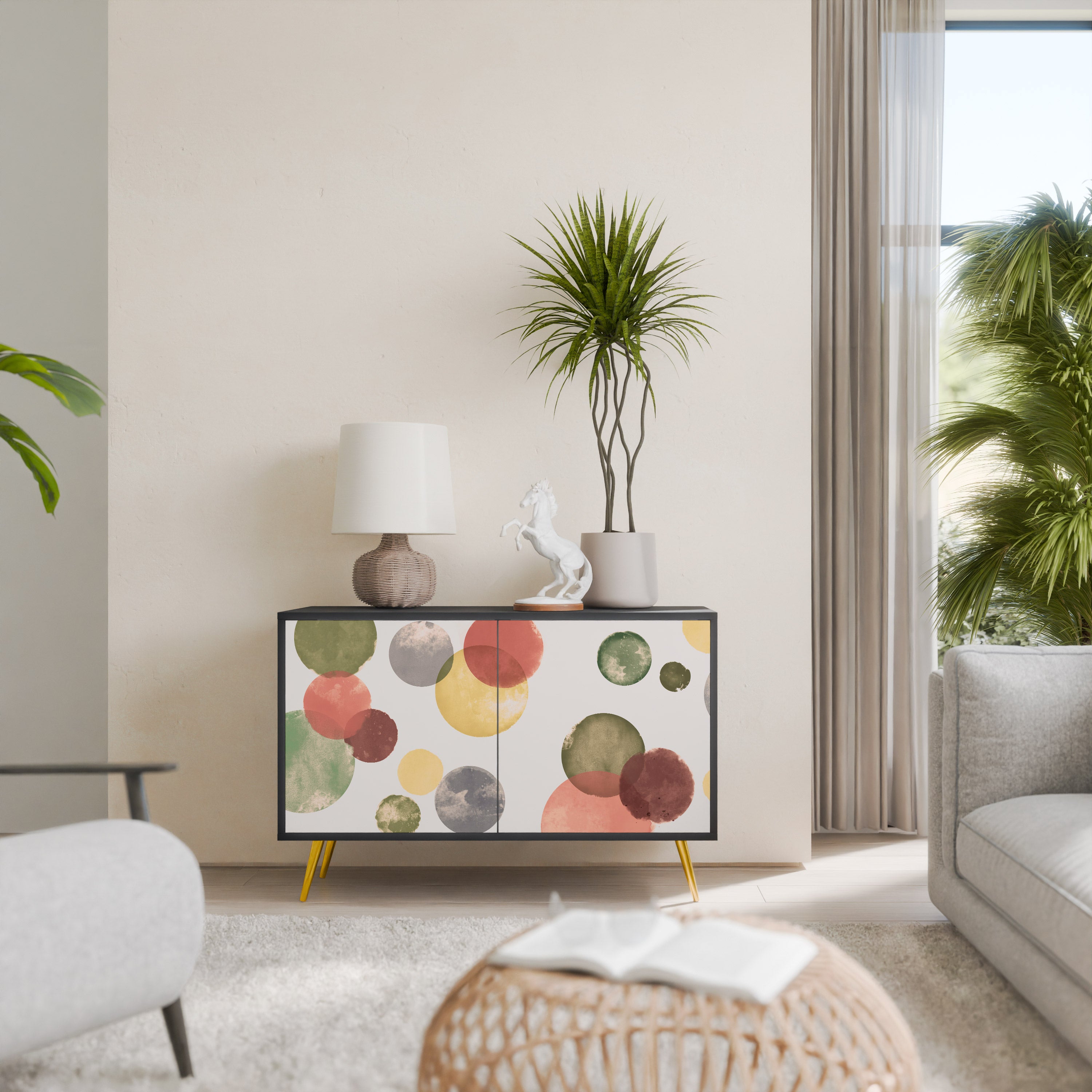 FLEETING HAPPINESS 2-Door Sideboard in Black Finish