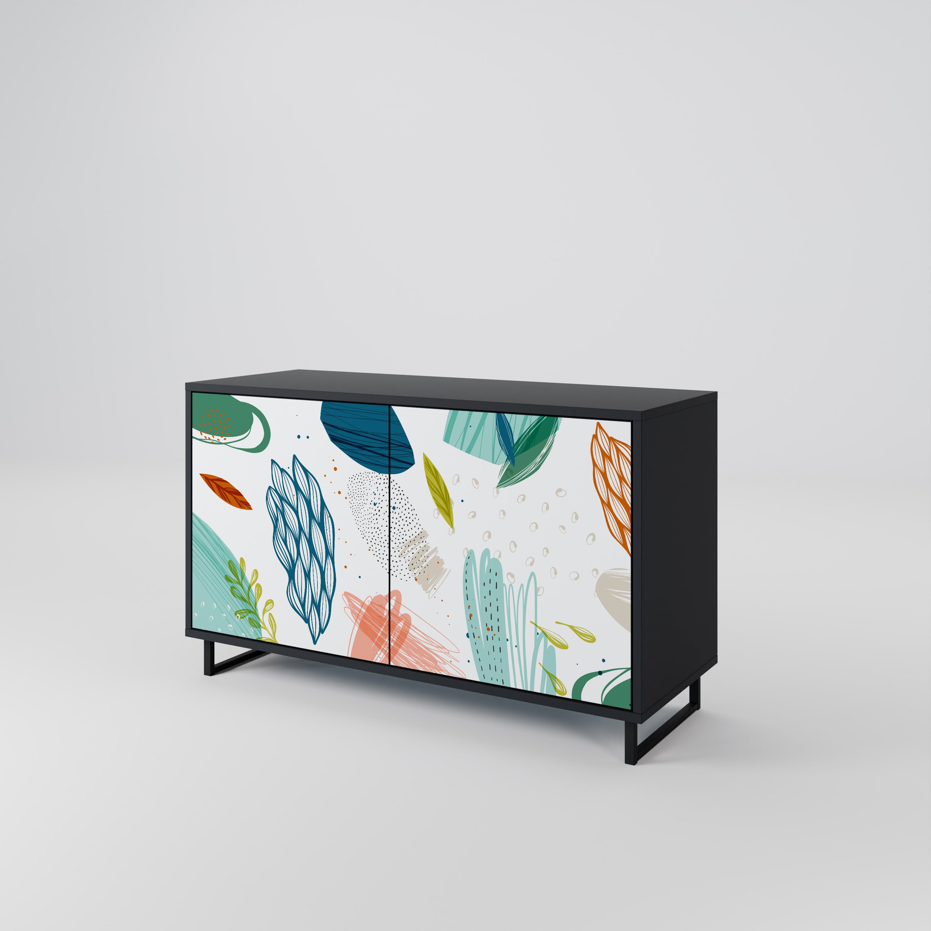 BOTANICAL HURRICANE 2-Door Sideboard in Black Finish