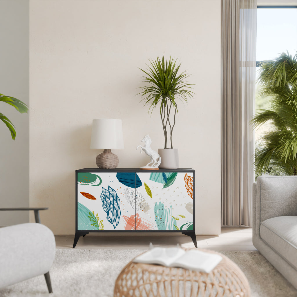 Aparador Botánico Hurricane de 2 puertas con acabado negro