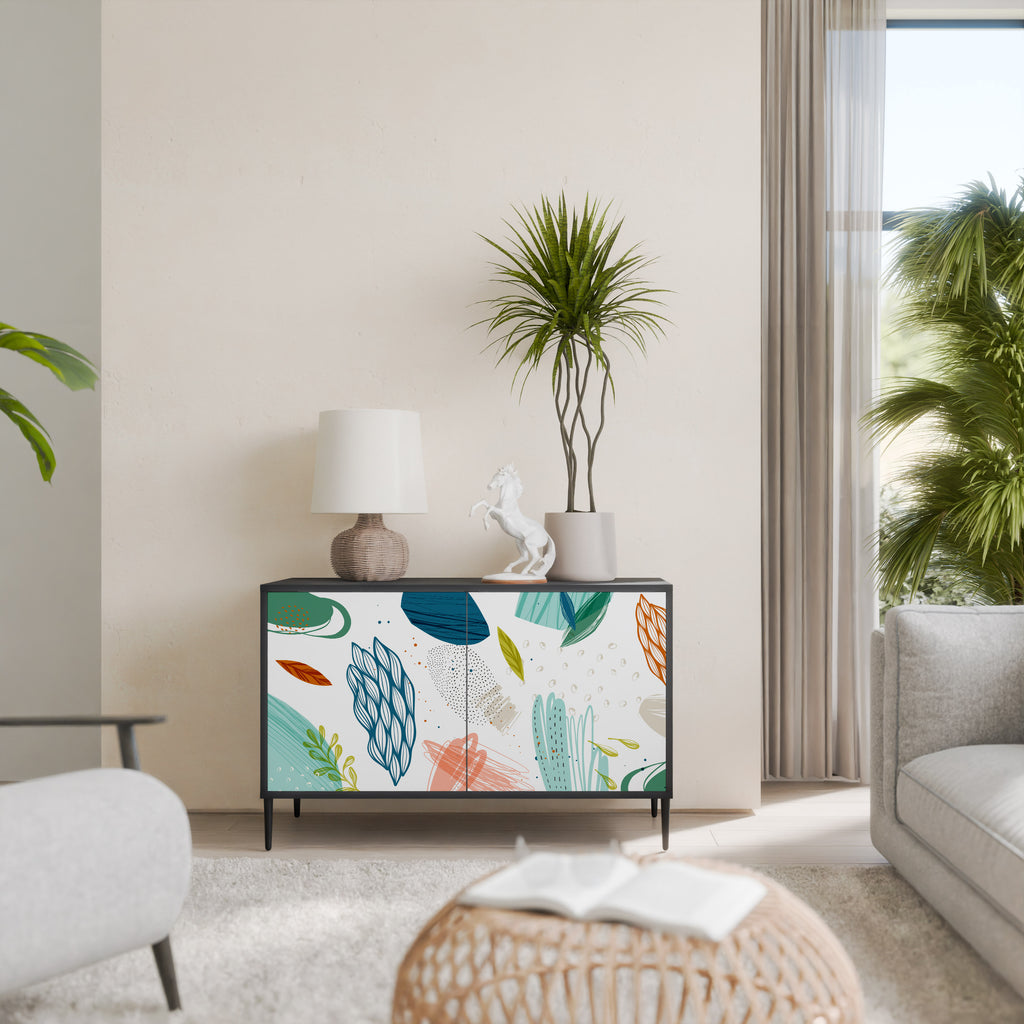 Aparador Botánico Hurricane de 2 puertas con acabado negro