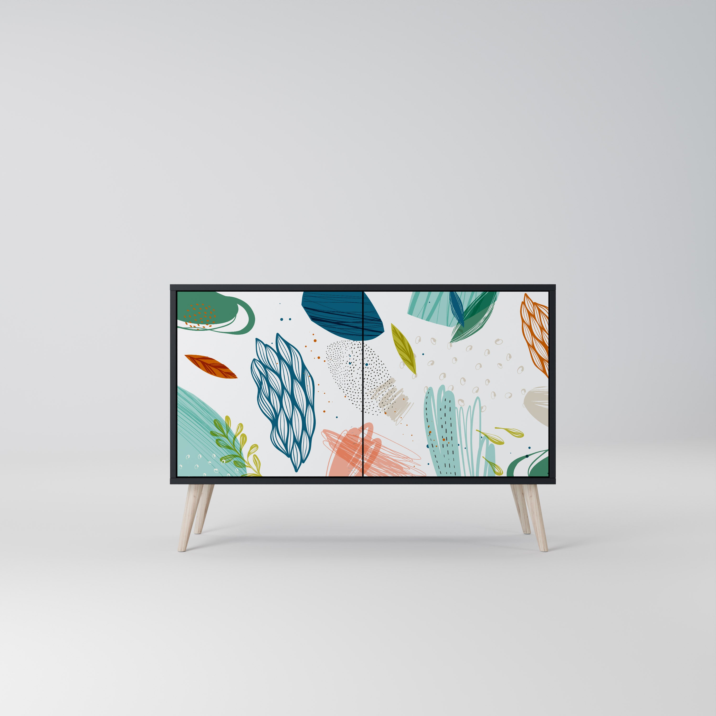 BOTANICAL HURRICANE 2-Door Sideboard in Black Finish