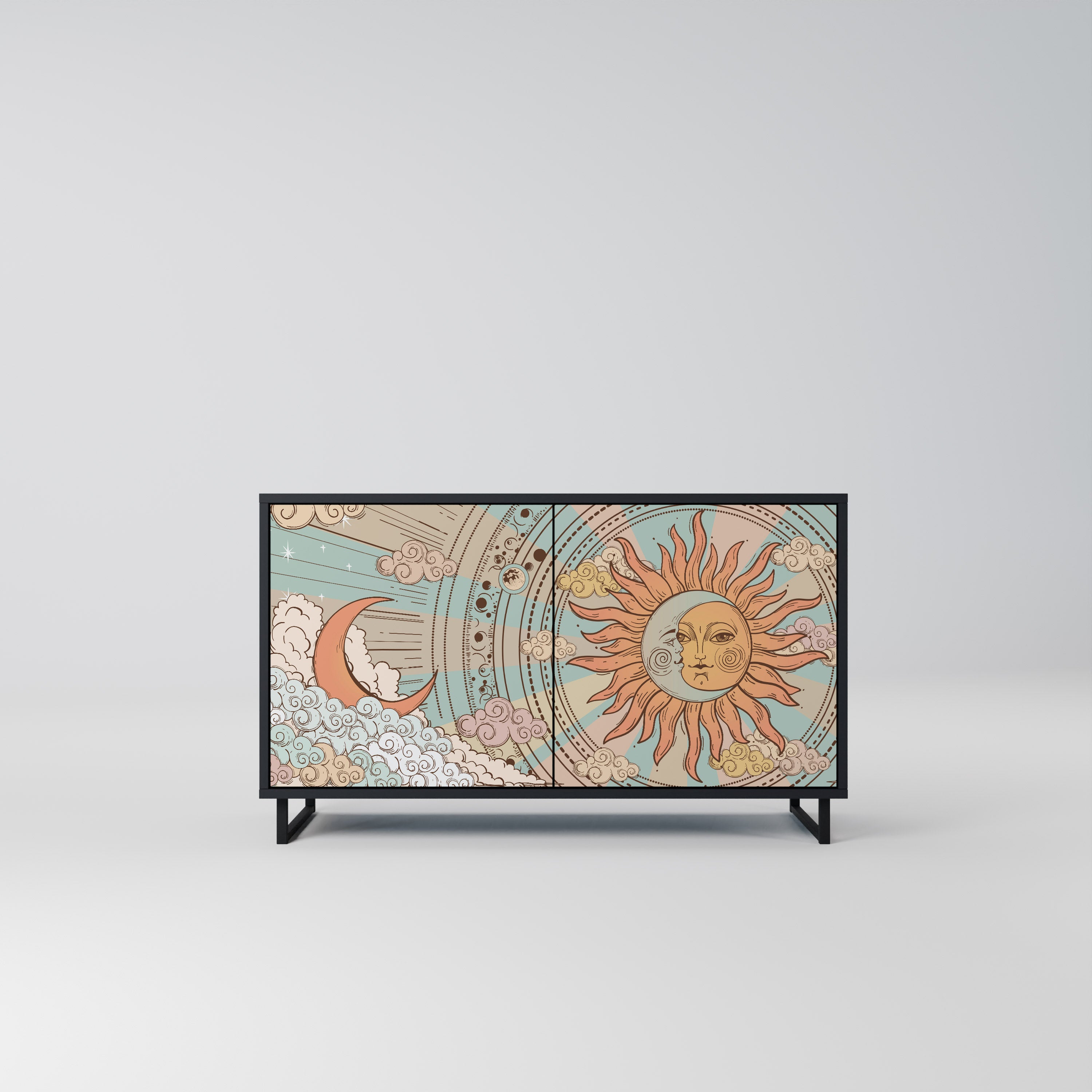 MYSTICAL STRUCTURE 2-Door Sideboard in Black Finish