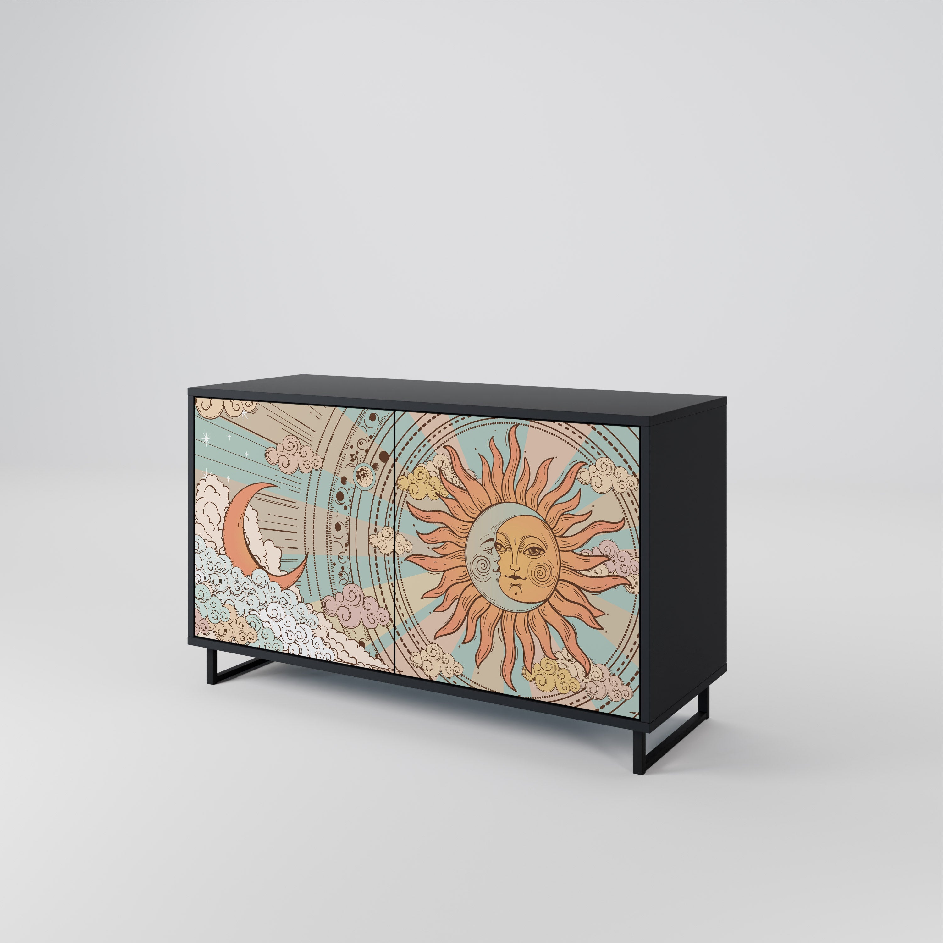 MYSTICAL STRUCTURE 2-Door Sideboard in Black Finish