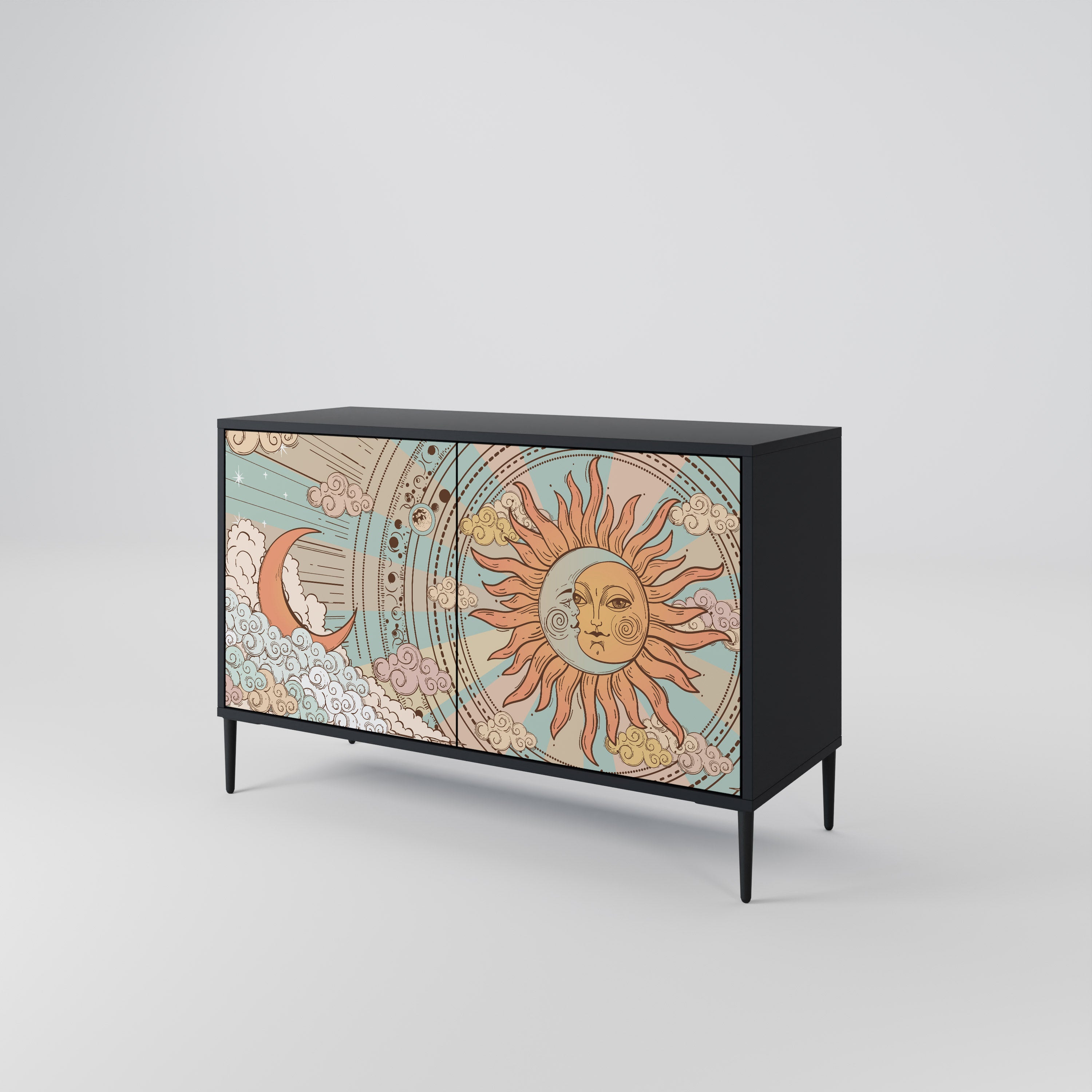 MYSTICAL STRUCTURE 2-Door Sideboard in Black Finish