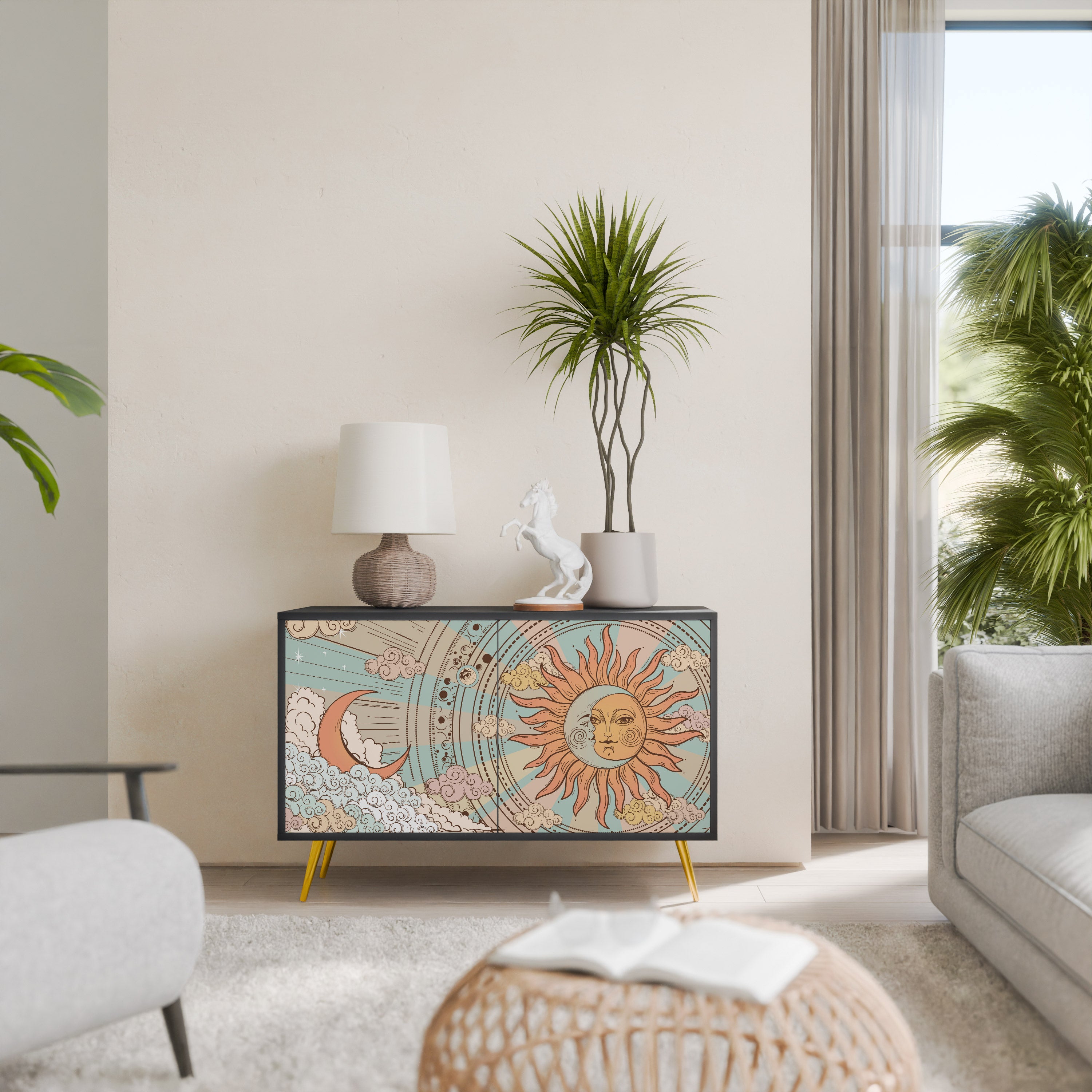 MYSTICAL STRUCTURE 2-Door Sideboard in Black Finish