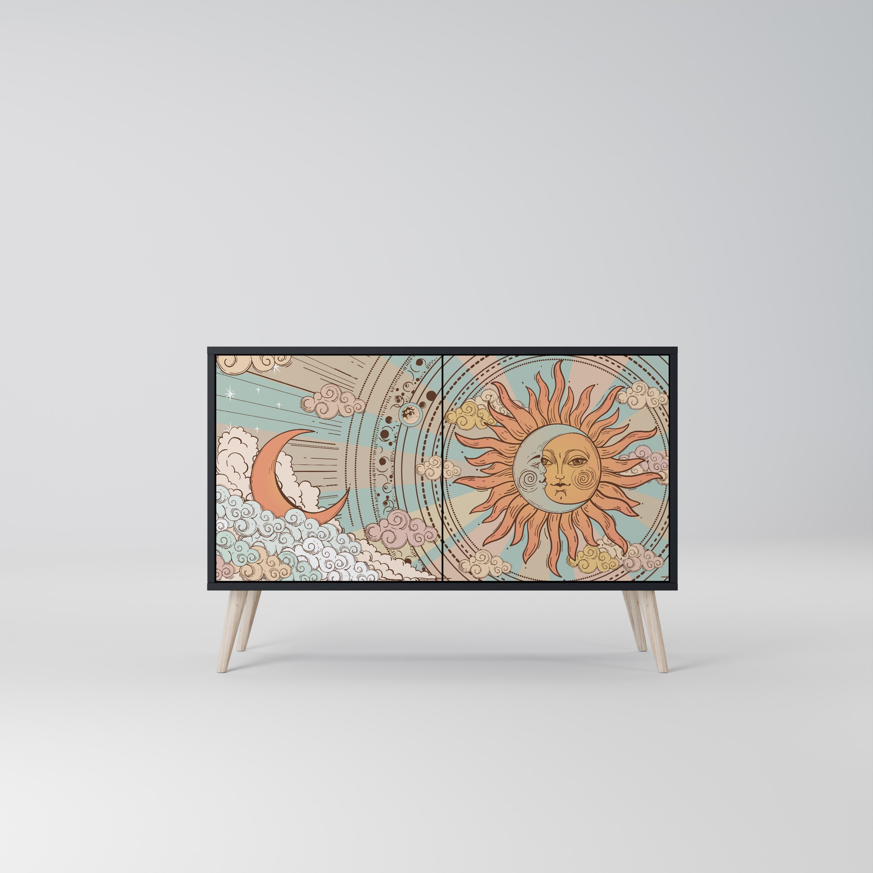 MYSTICAL STRUCTURE 2-Door Sideboard in Black Finish