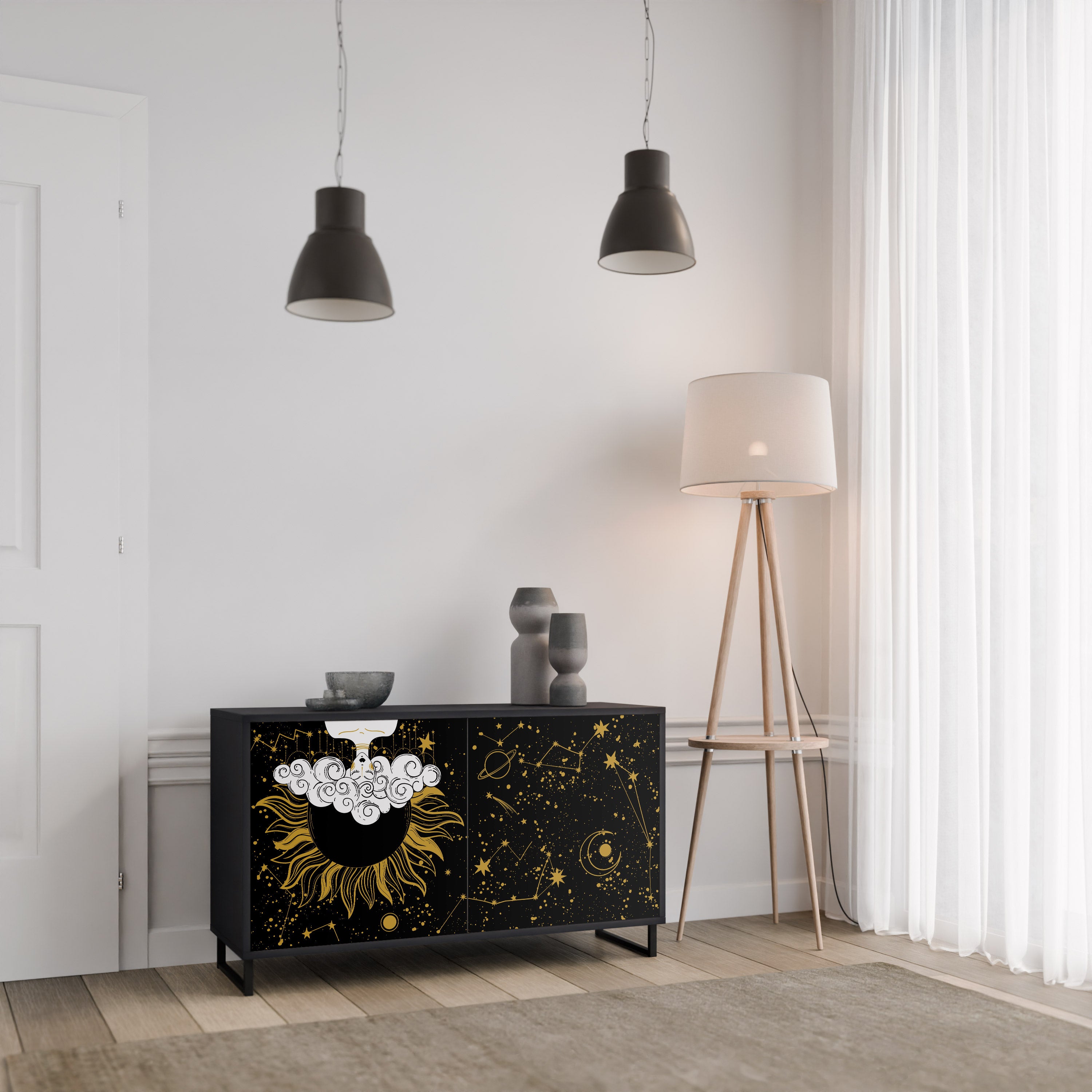 STELLAR CONSTELLATIONS 2-Door Sideboard in Black Finish