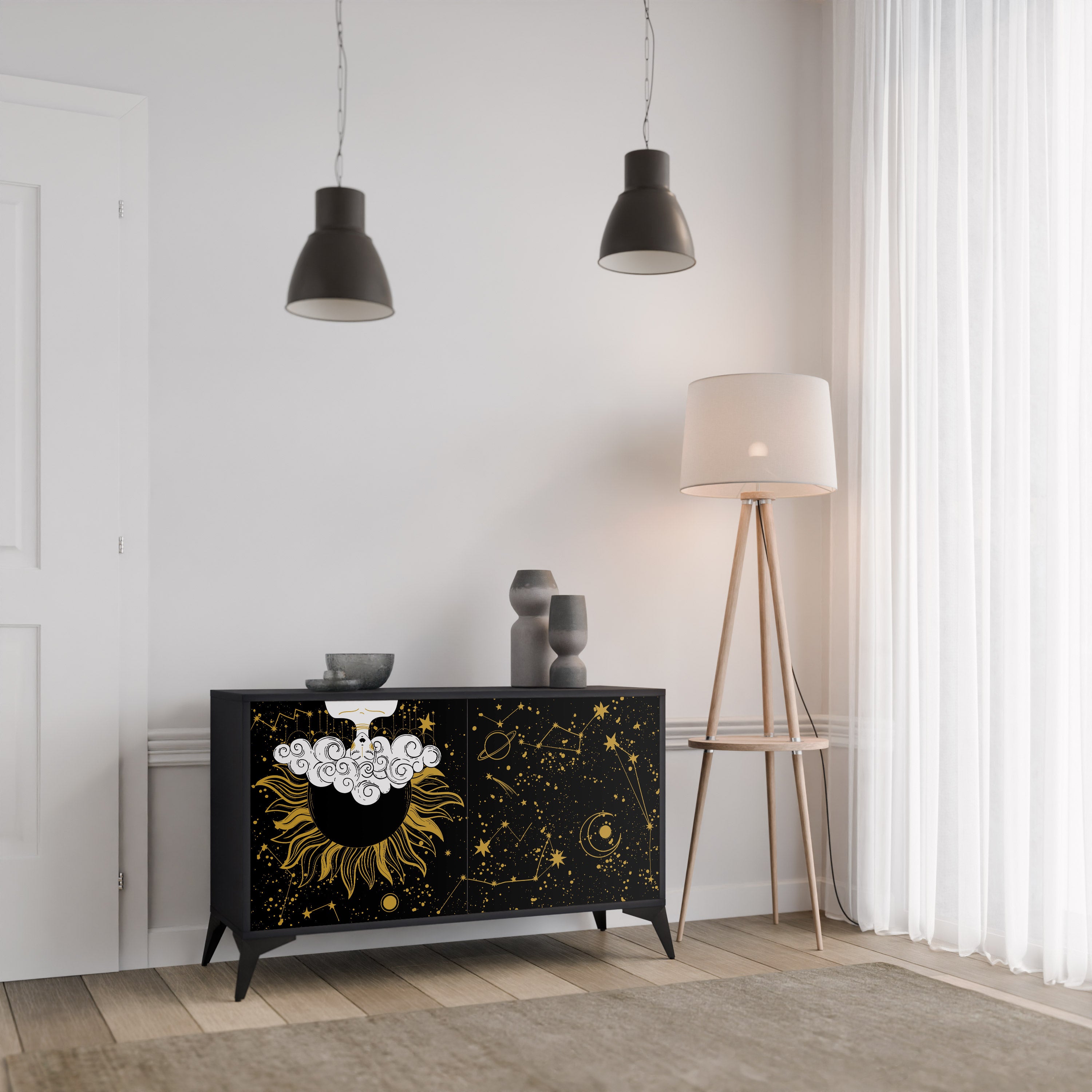 STELLAR CONSTELLATIONS 2-Door Sideboard in Black Finish