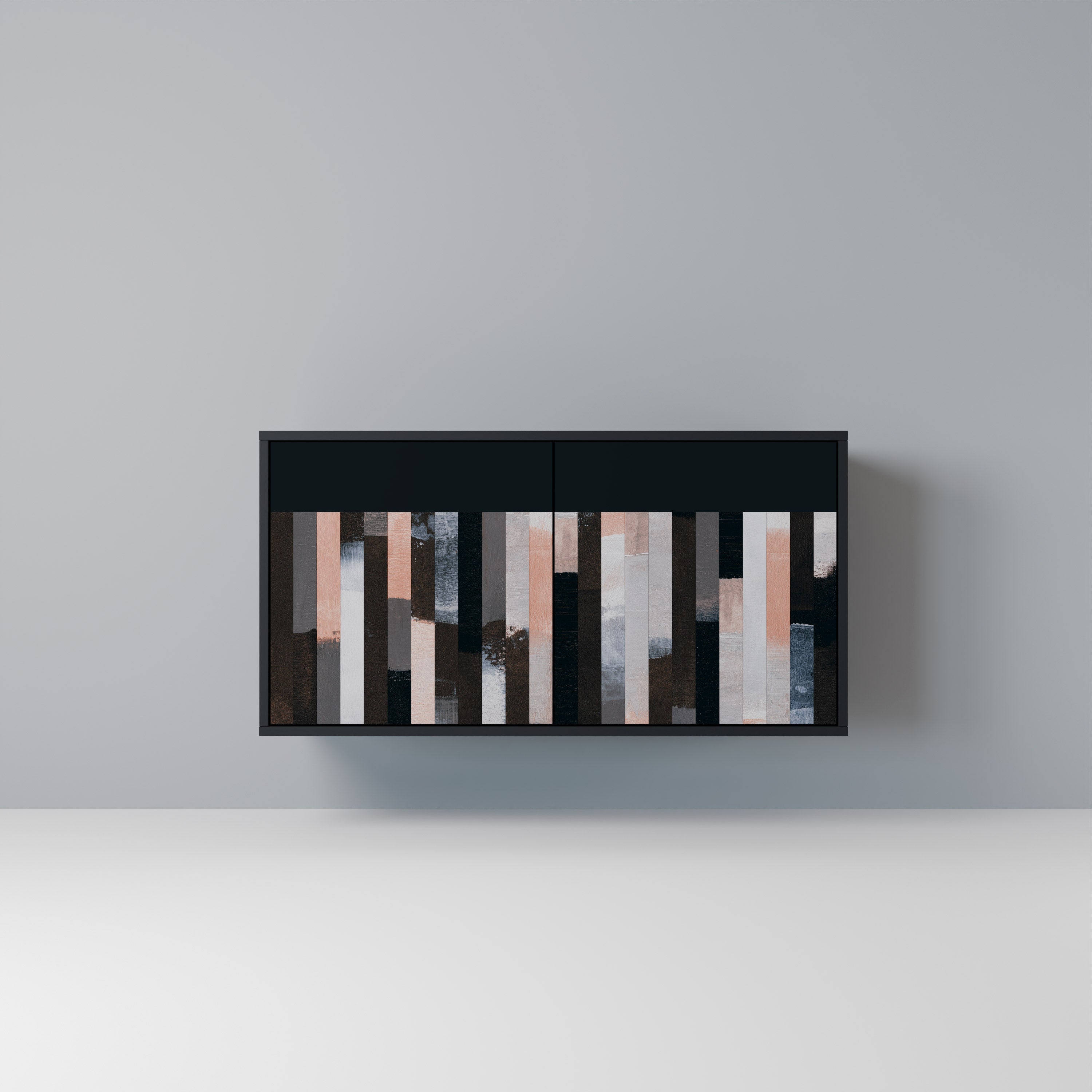 COLLAGE OF RECTANGLES 2-Door Sideboard in Black Finish