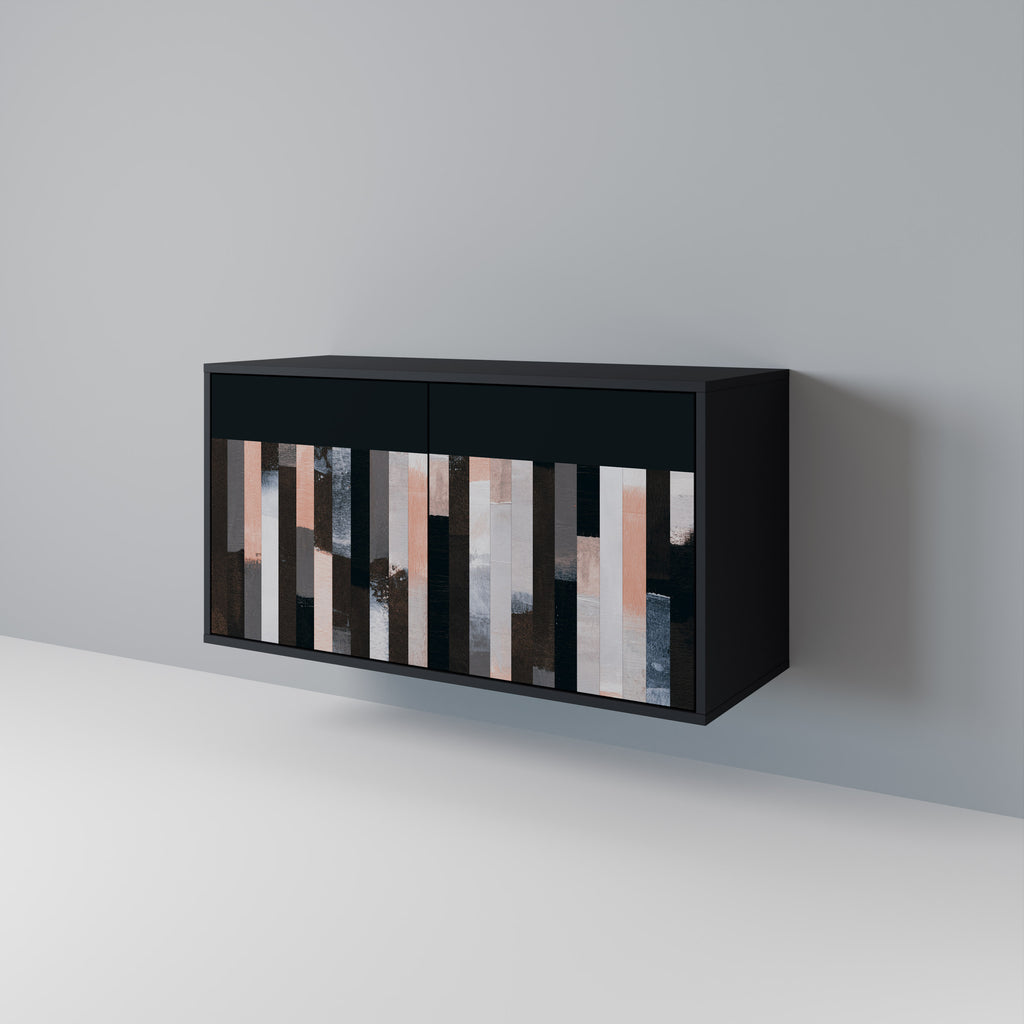 COLLAGE OF RECTANGLES 2-Door Sideboard in Black Finish
