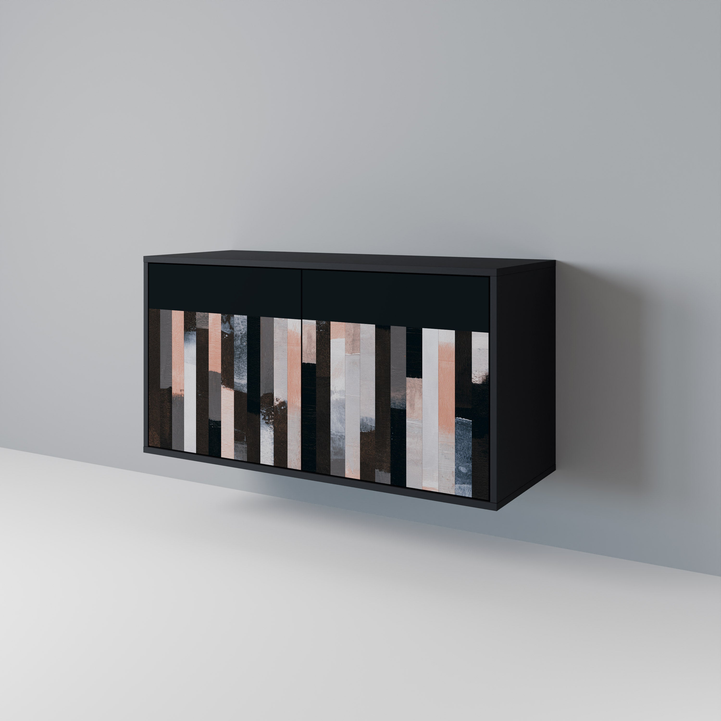 COLLAGE OF RECTANGLES 2-Door Sideboard in Black Finish
