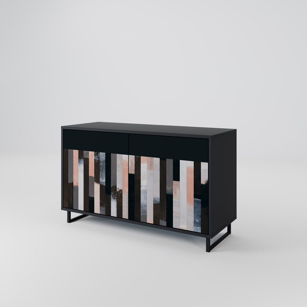 COLLAGE OF RECTANGLES 2-Door Sideboard in Black Finish