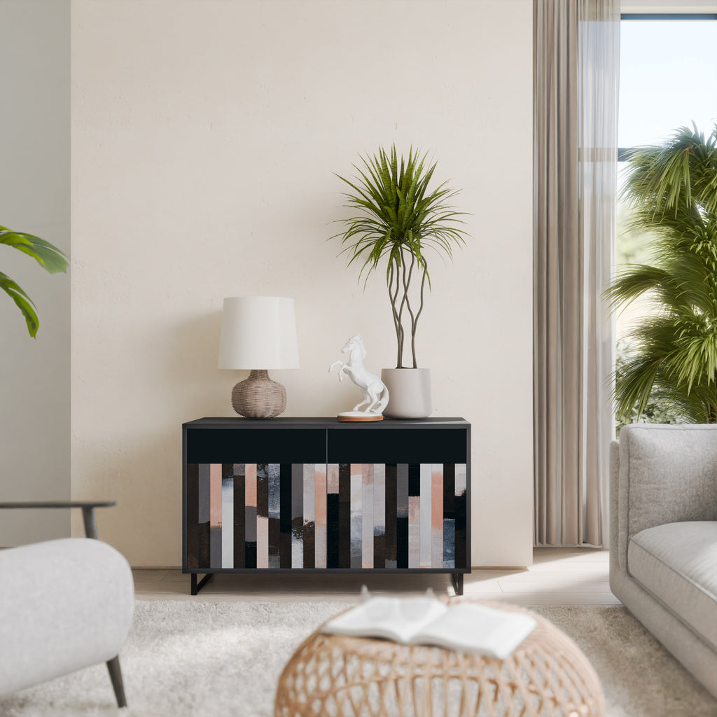 COLLAGE OF RECTANGLES 2-Door Sideboard in Black Finish