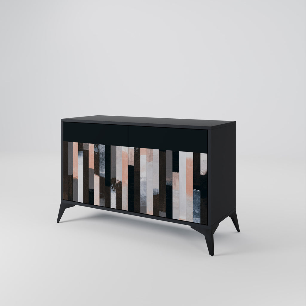 COLLAGE OF RECTANGLES 2-Door Sideboard in Black Finish