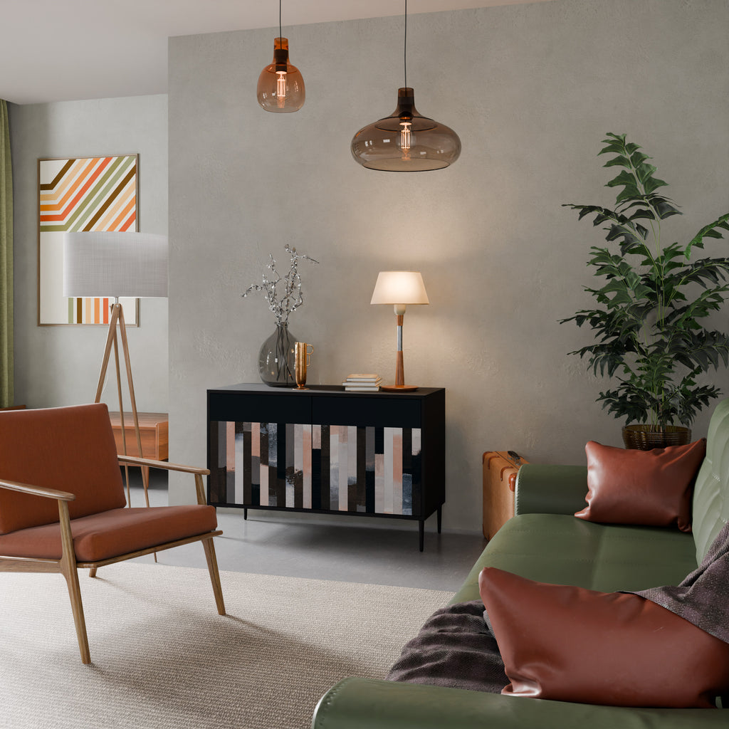 COLLAGE OF RECTANGLES 2-Door Sideboard in Black Finish