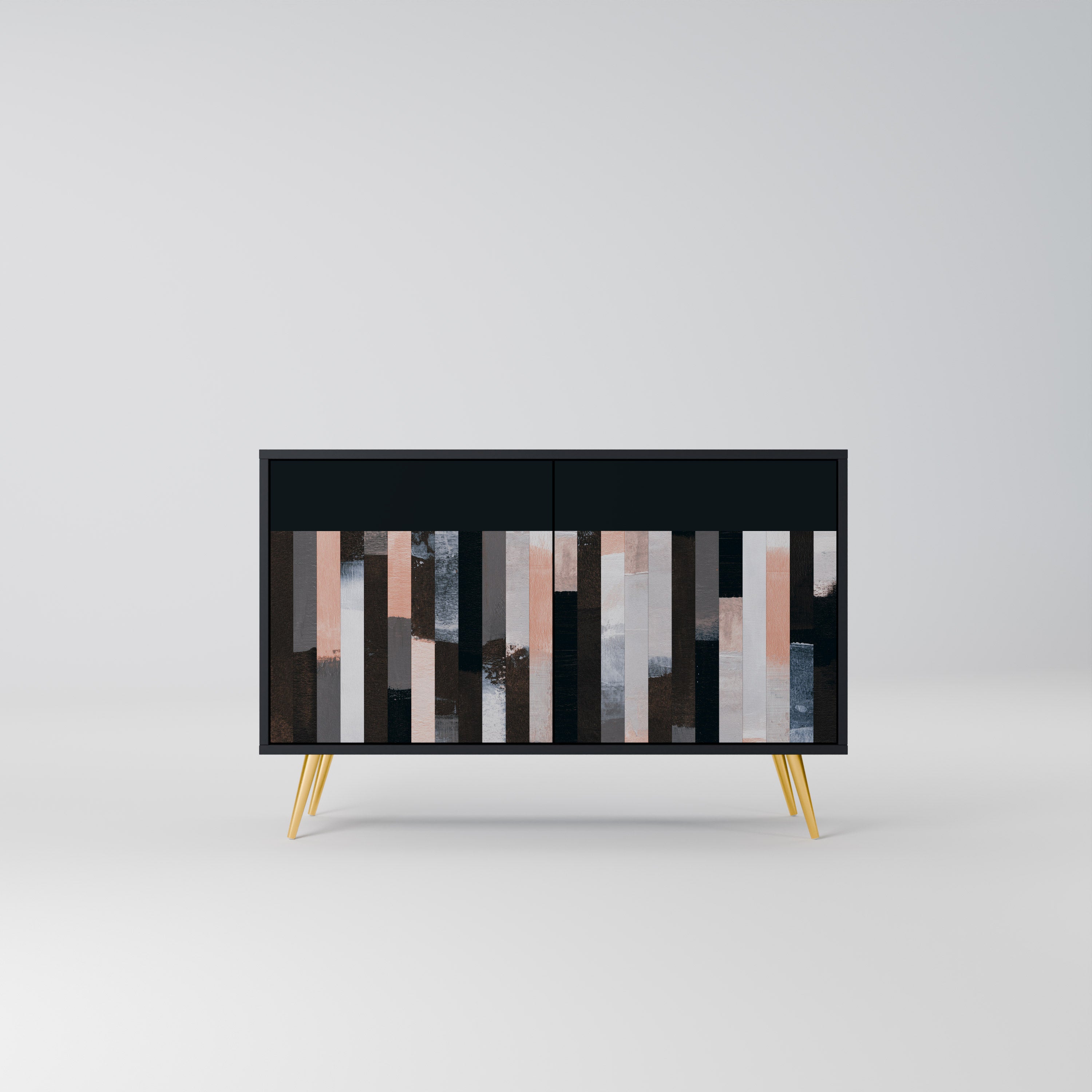 COLLAGE OF RECTANGLES 2-Door Sideboard in Black Finish