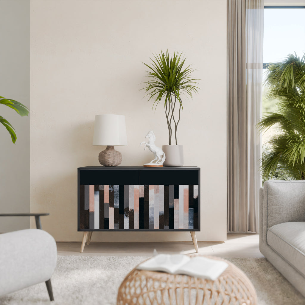 COLLAGE OF RECTANGLES 2-Door Sideboard in Black Finish