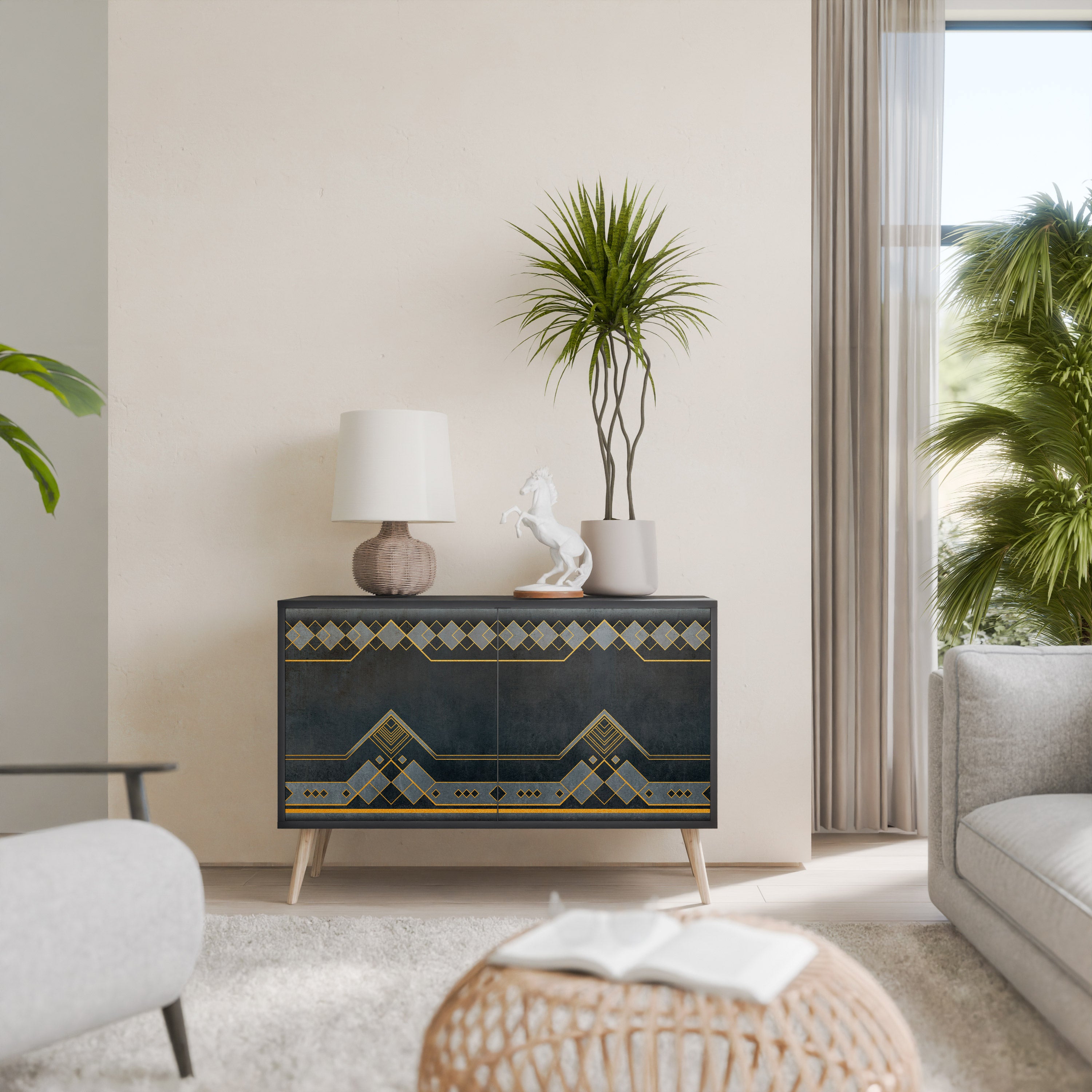 ROYAL ORDINARINESS 2-Door Sideboard in Black Finish