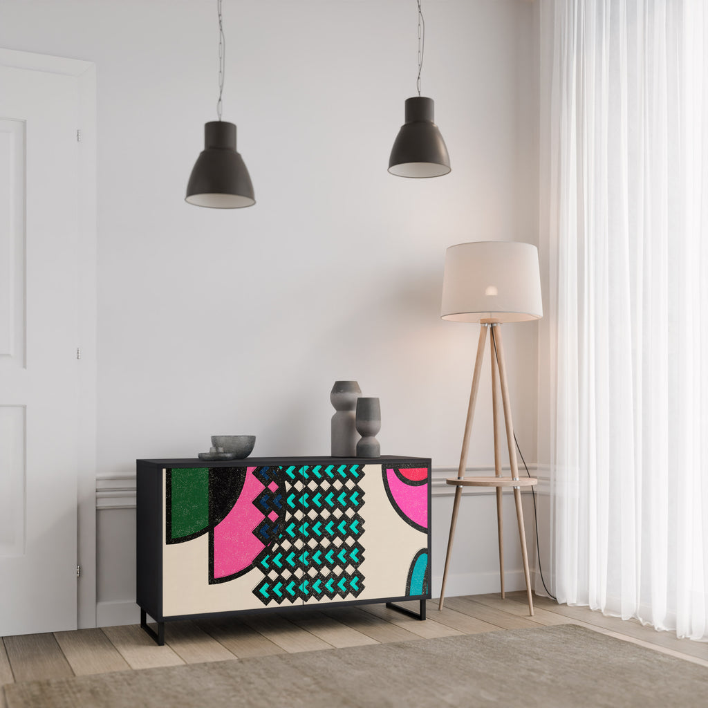 GEOMETRIC RHAPSODY 2-Door Sideboard in Black Finish