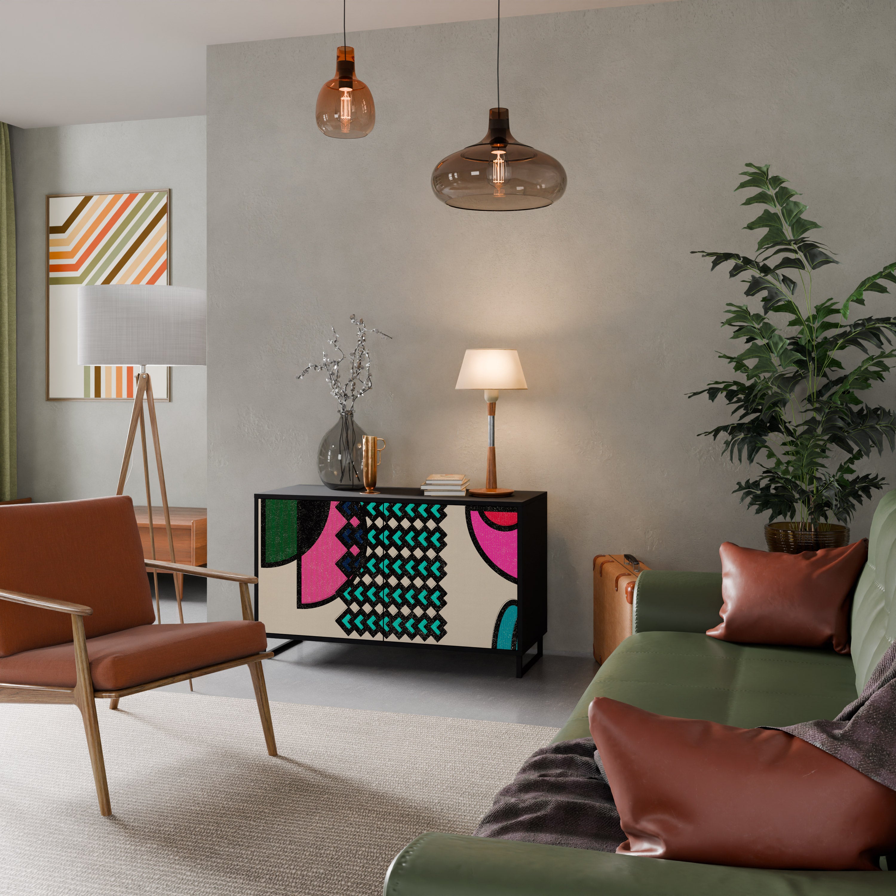 GEOMETRIC RHAPSODY 2-Door Sideboard in Black Finish