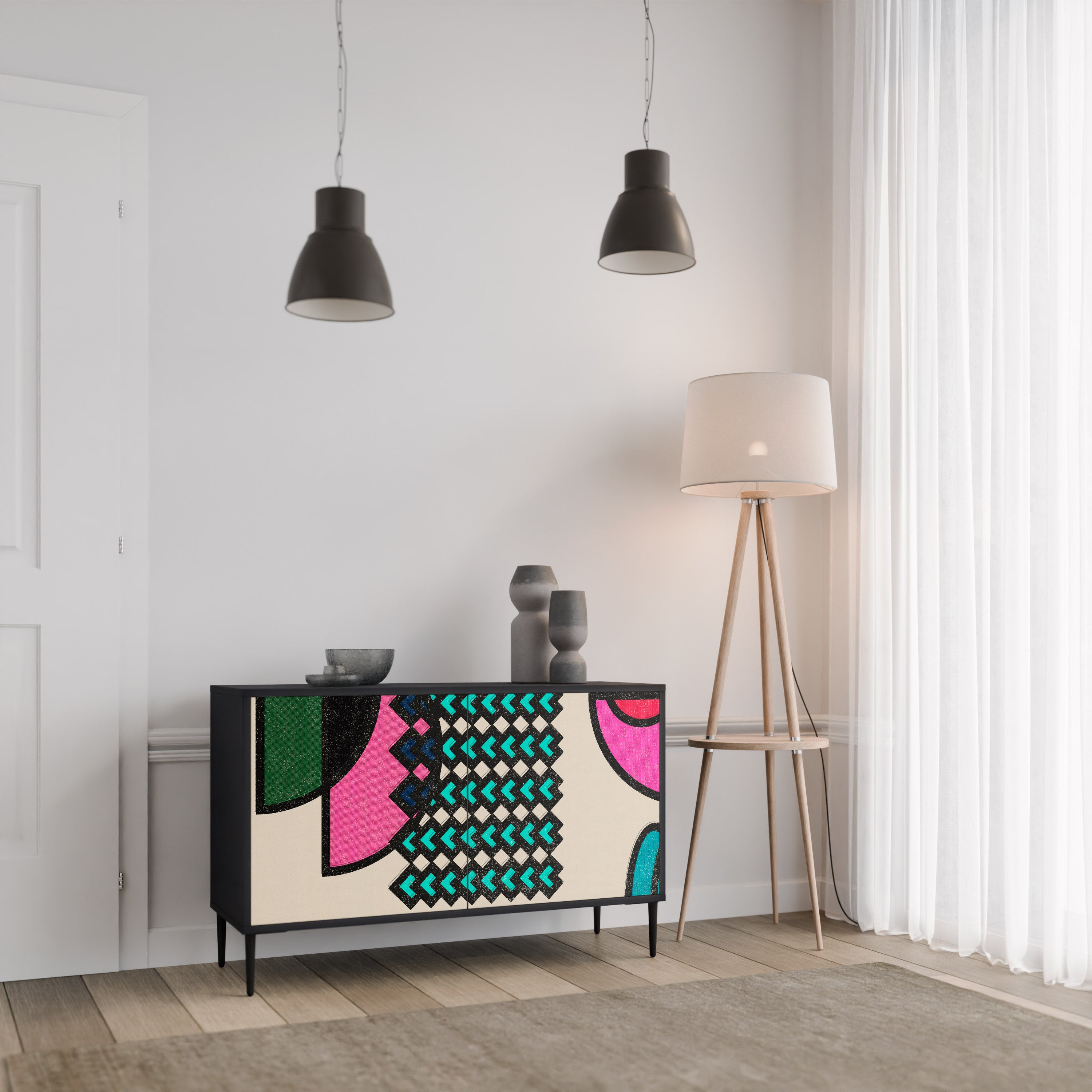 GEOMETRIC RHAPSODY 2-Door Sideboard in Black Finish