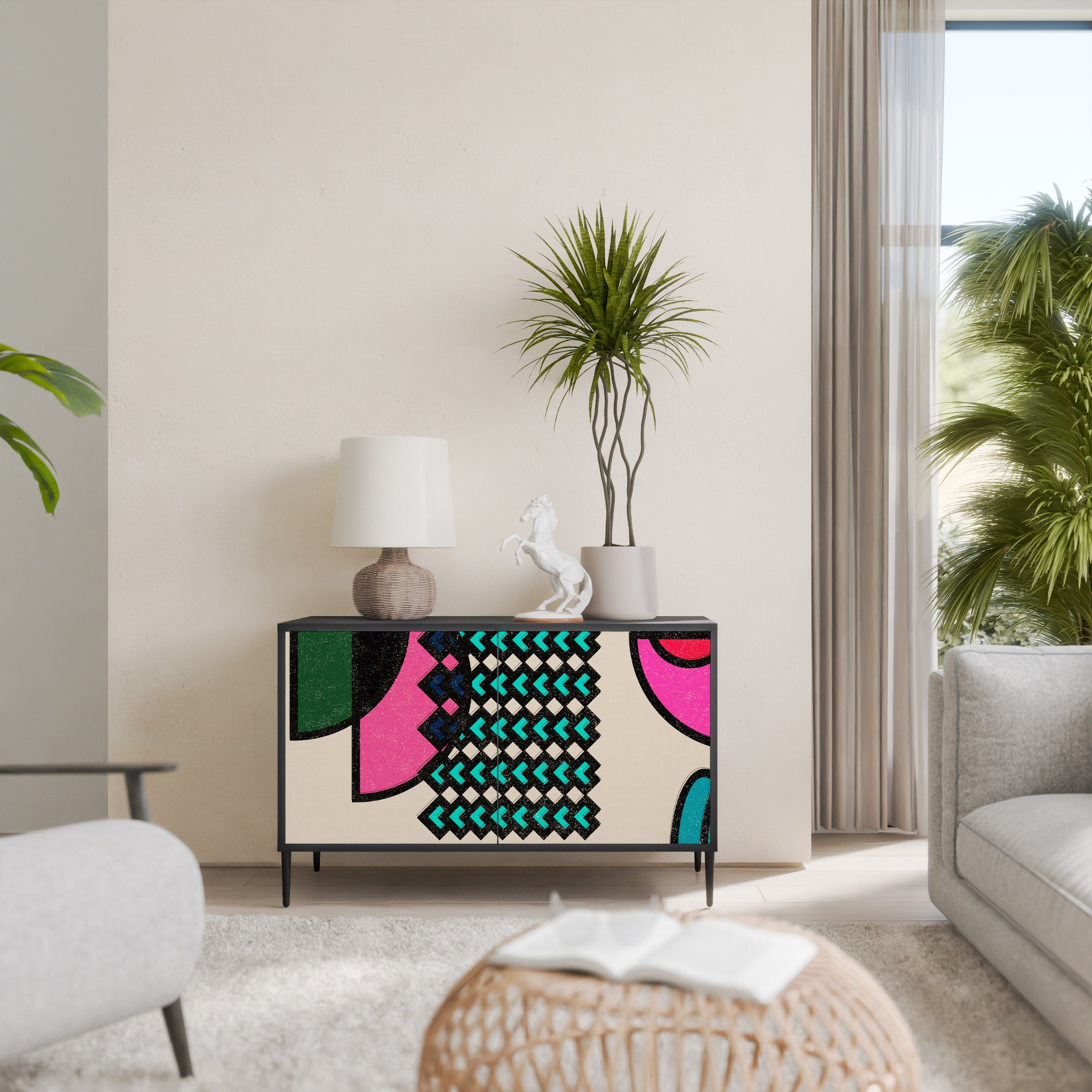 GEOMETRIC RHAPSODY 2-Door Sideboard in Black Finish