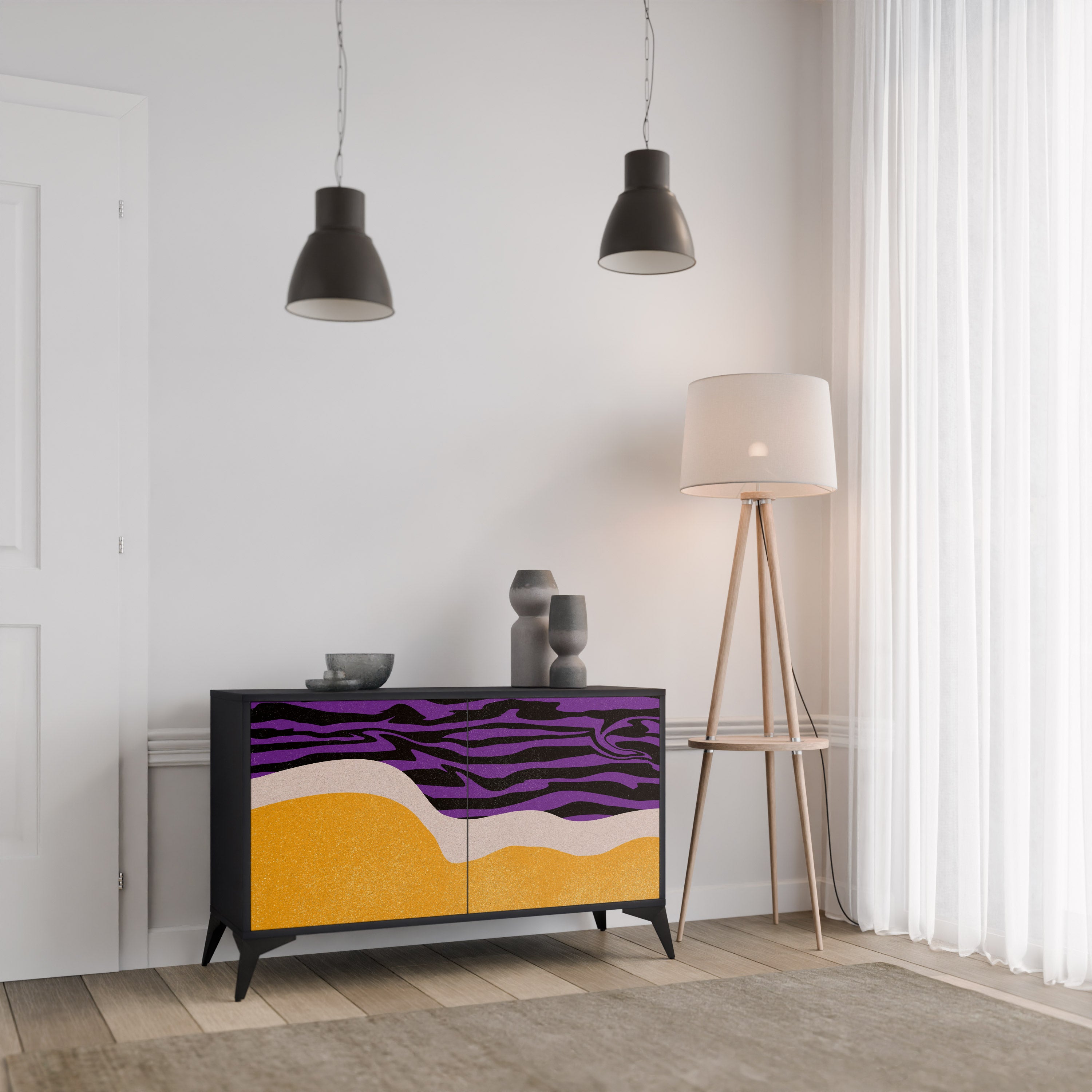 INDEPENDENT BORDER 2-Door Sideboard in Black Finish
