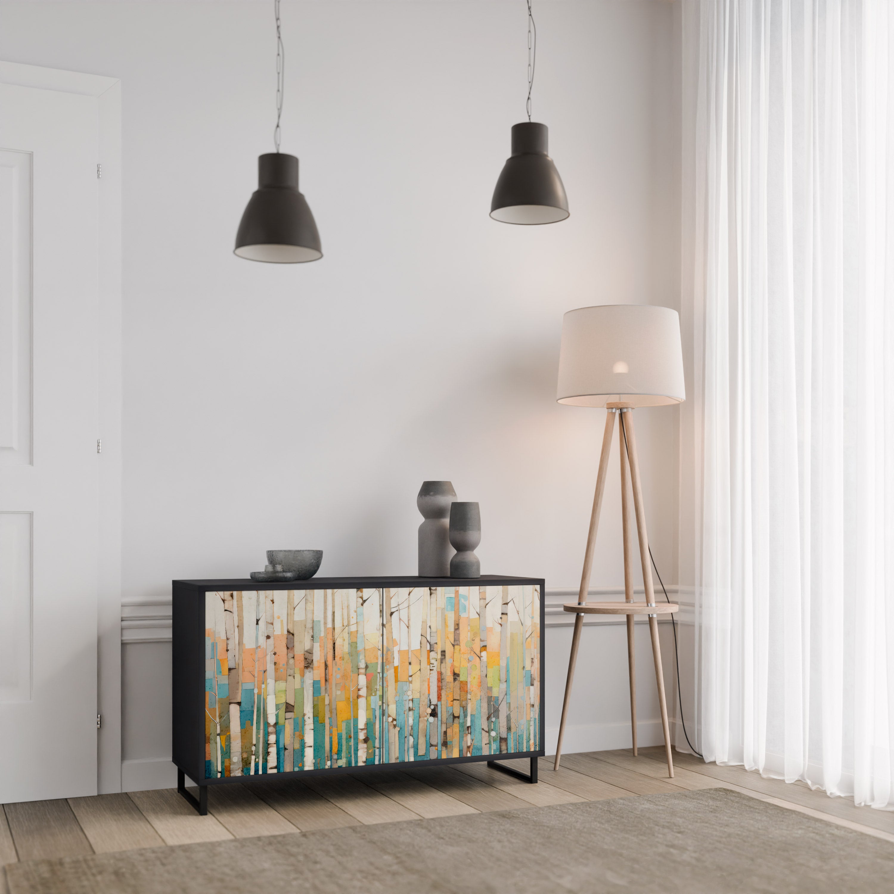 BIRCH KALEIDOSCOPE 2-Door Sideboard in Black Finish