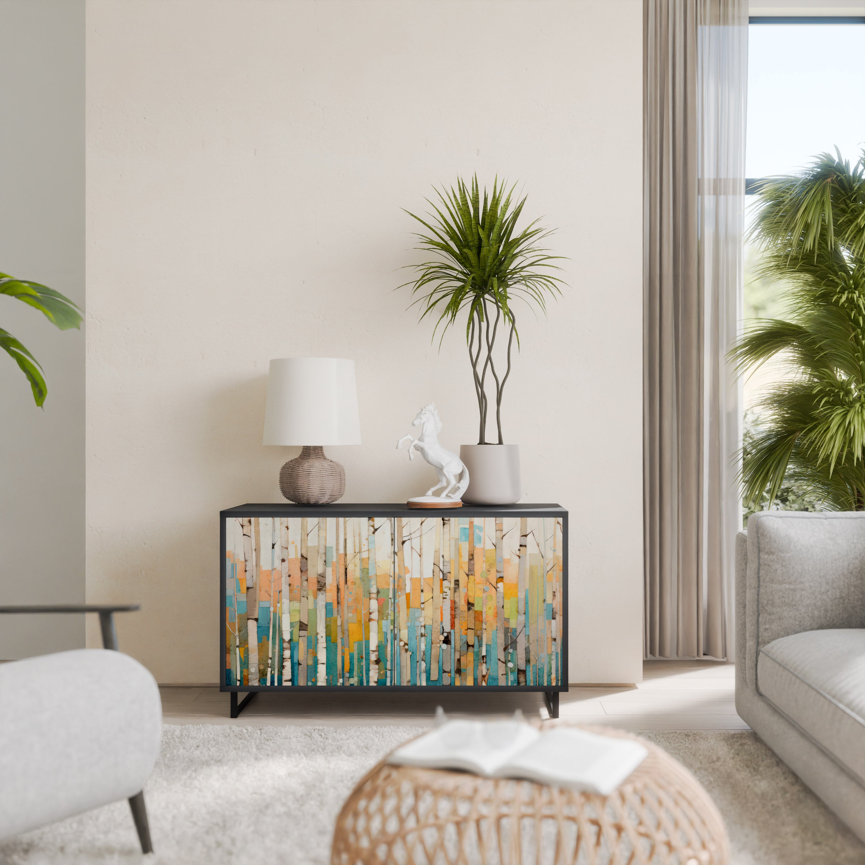 BIRCH KALEIDOSCOPE 2-Door Sideboard in Black Finish