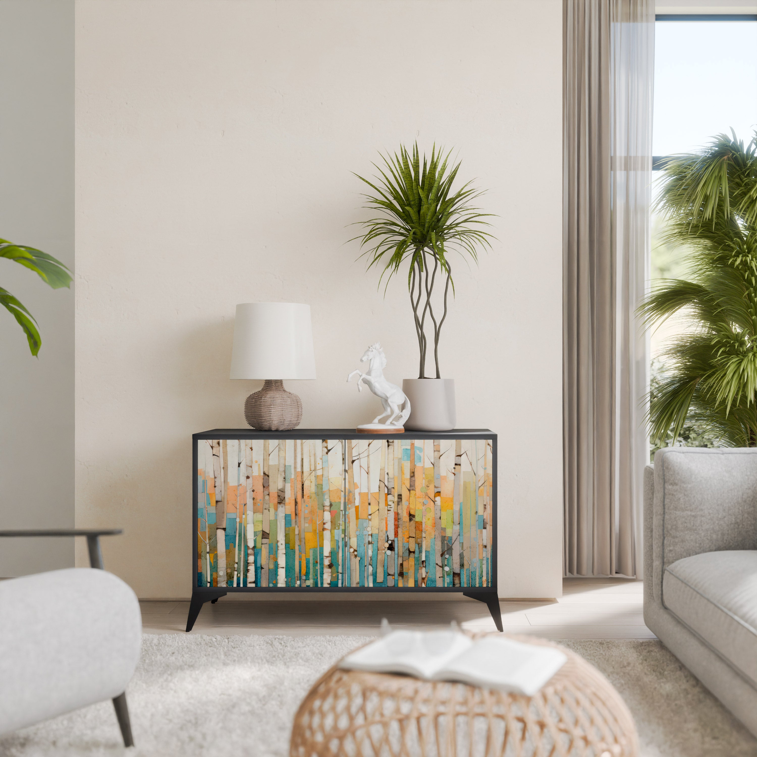 BIRCH KALEIDOSCOPE 2-Door Sideboard in Black Finish