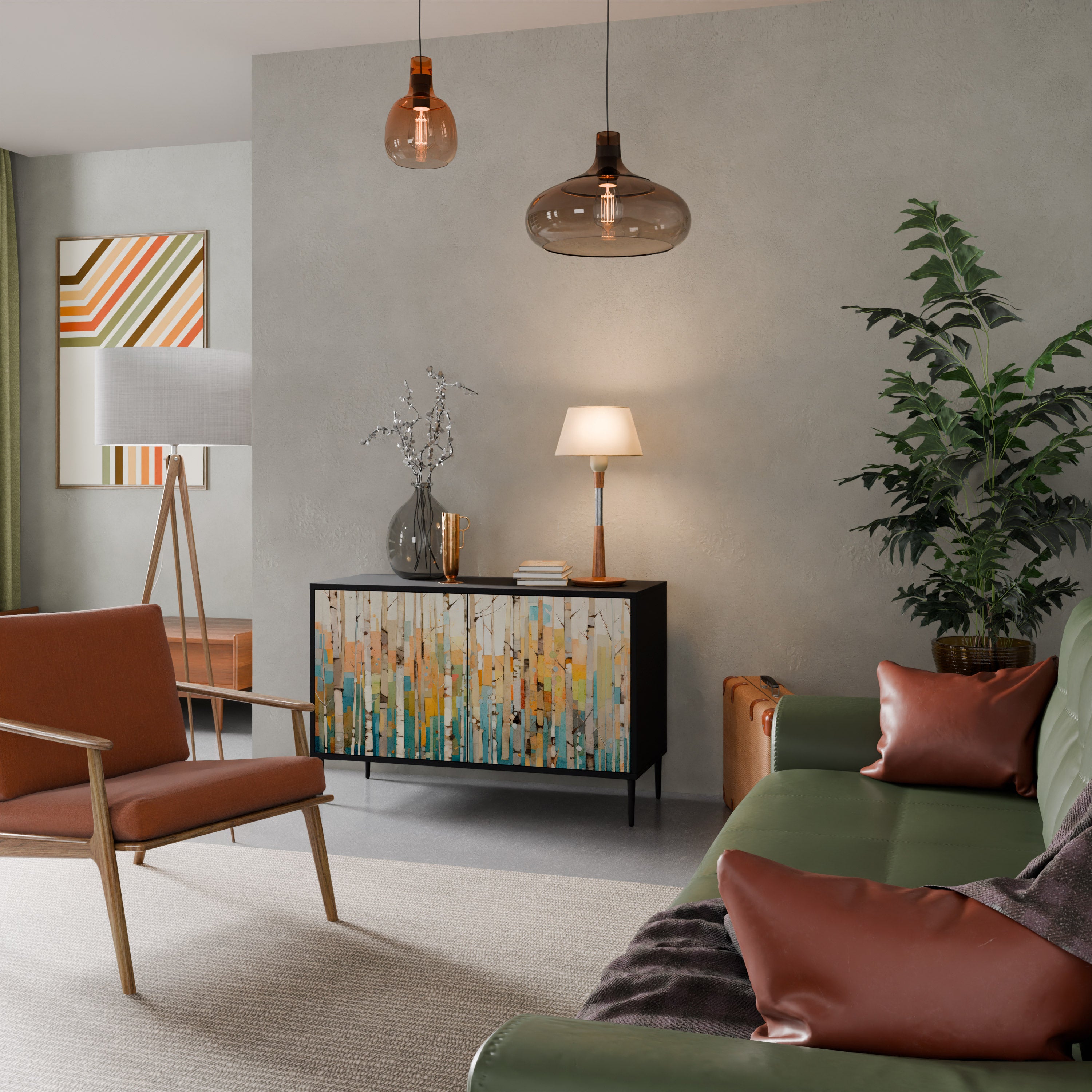 BIRCH KALEIDOSCOPE 2-Door Sideboard in Black Finish