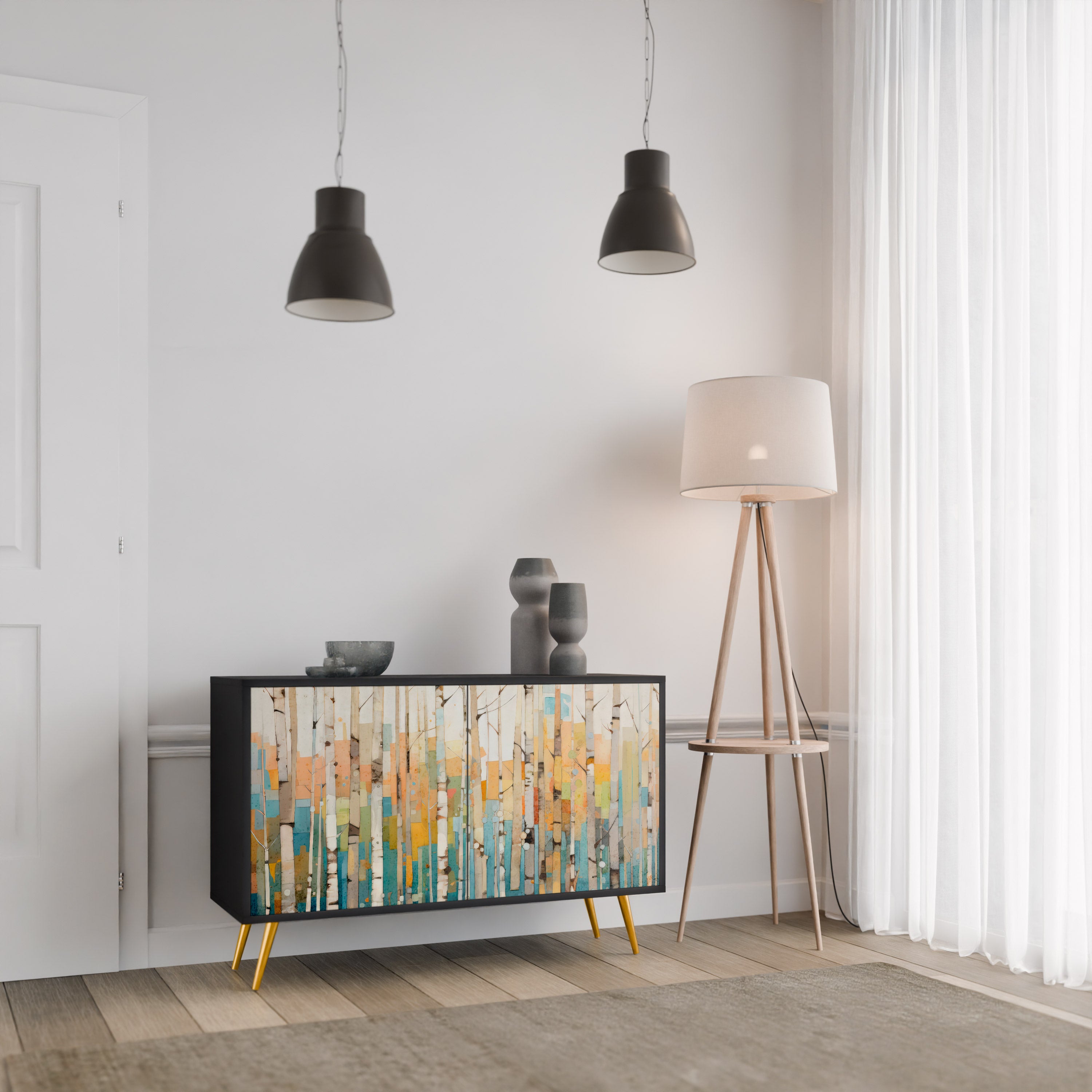 BIRCH KALEIDOSCOPE 2-Door Sideboard in Black Finish