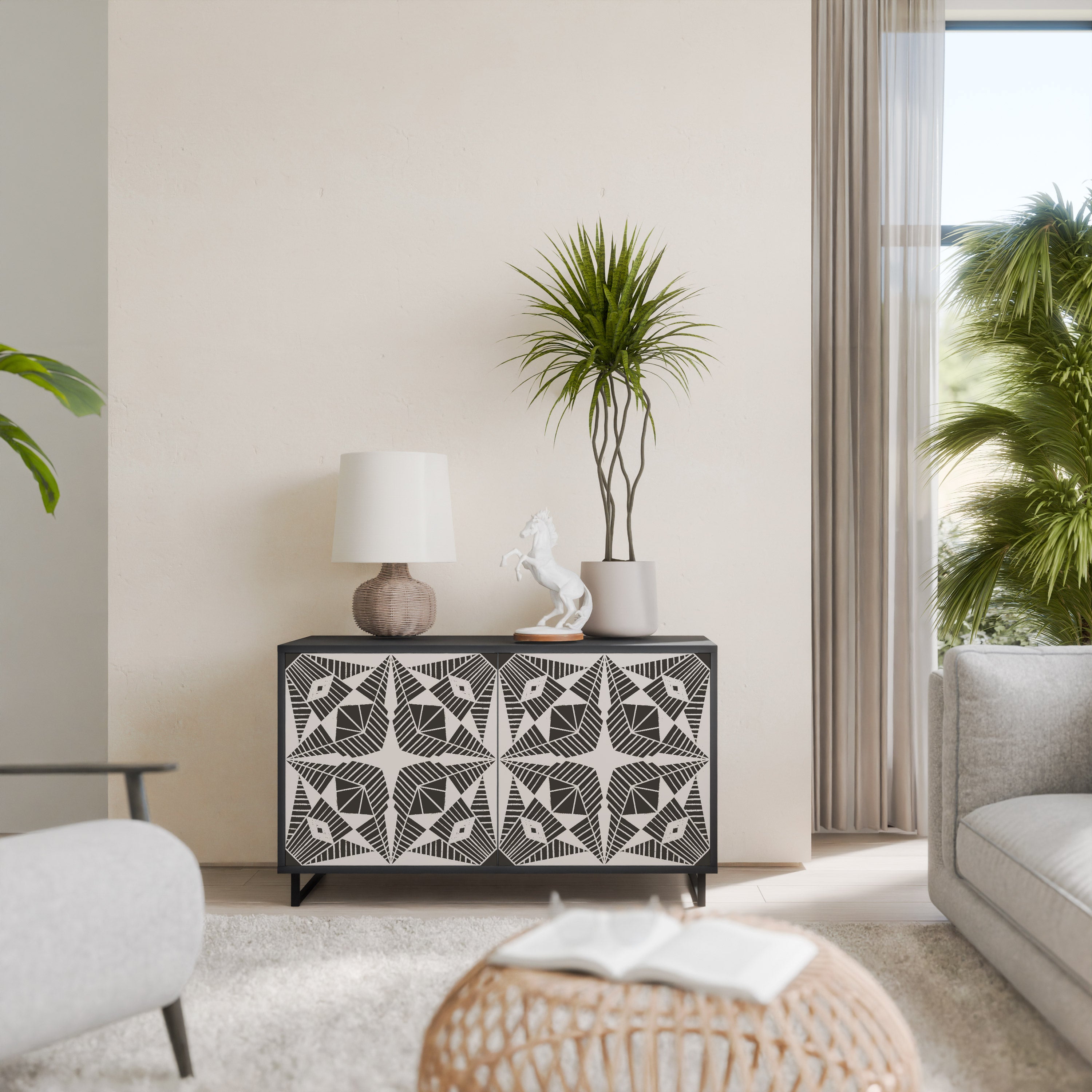 MONOCHROME NEXUS 2-Door Sideboard in Black Finish