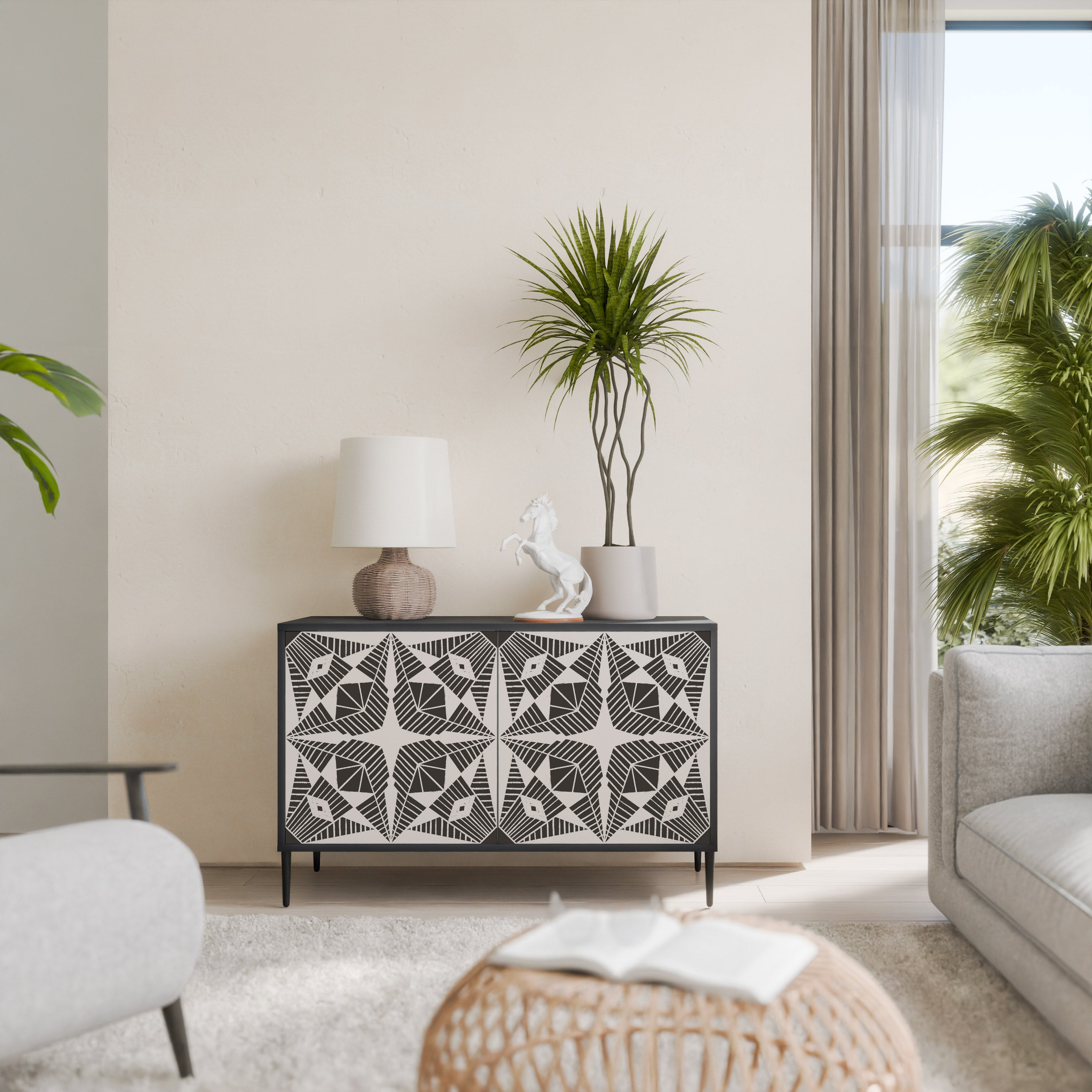 MONOCHROME NEXUS 2-Door Sideboard in Black Finish