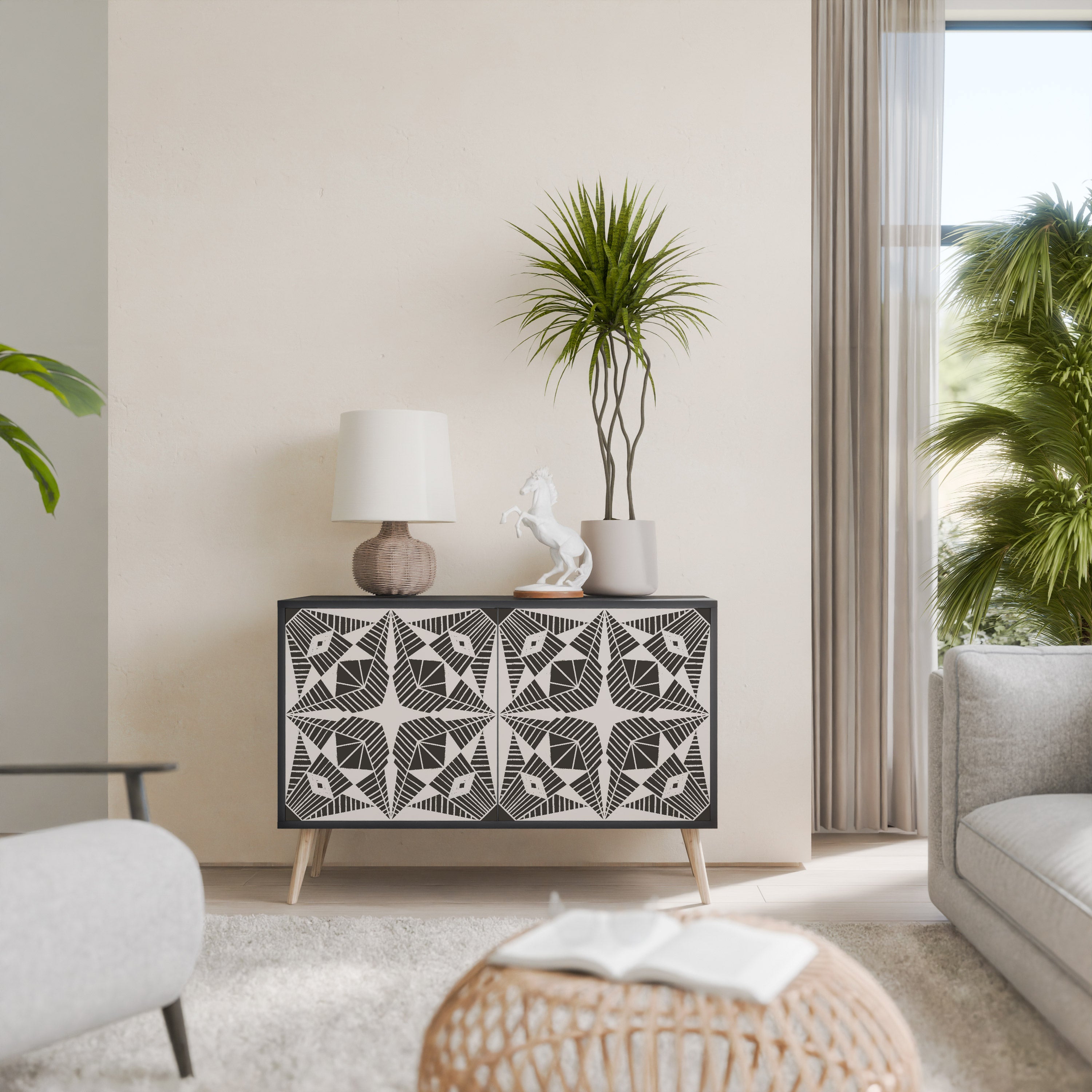 MONOCHROME NEXUS 2-Door Sideboard in Black Finish