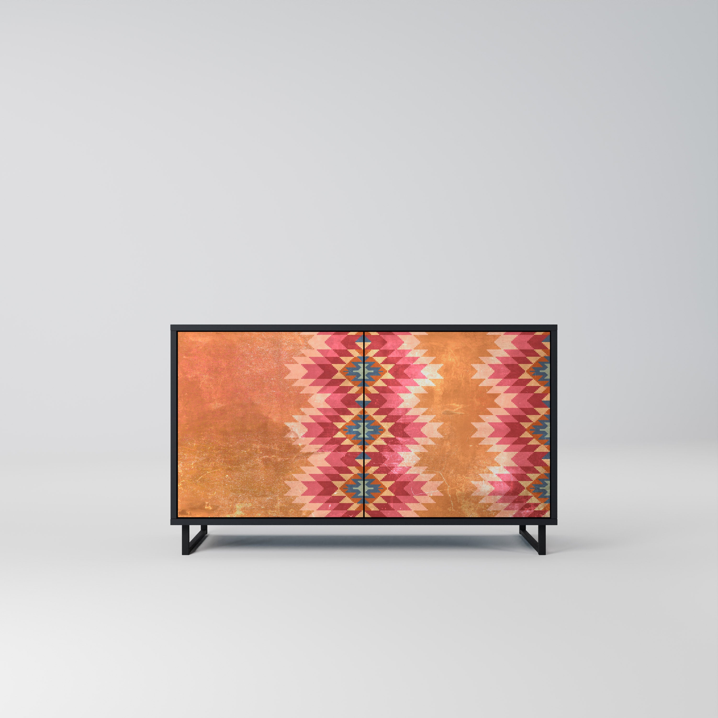 INDIAN FOLK 2-Door Sideboard in Black Finish