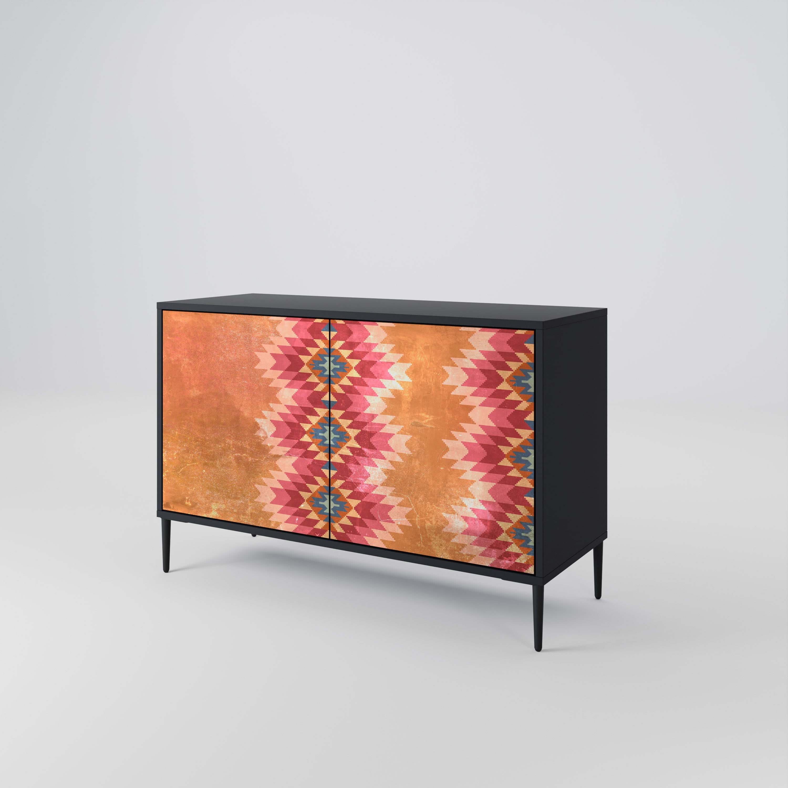INDIAN FOLK 2-Door Sideboard in Black Finish