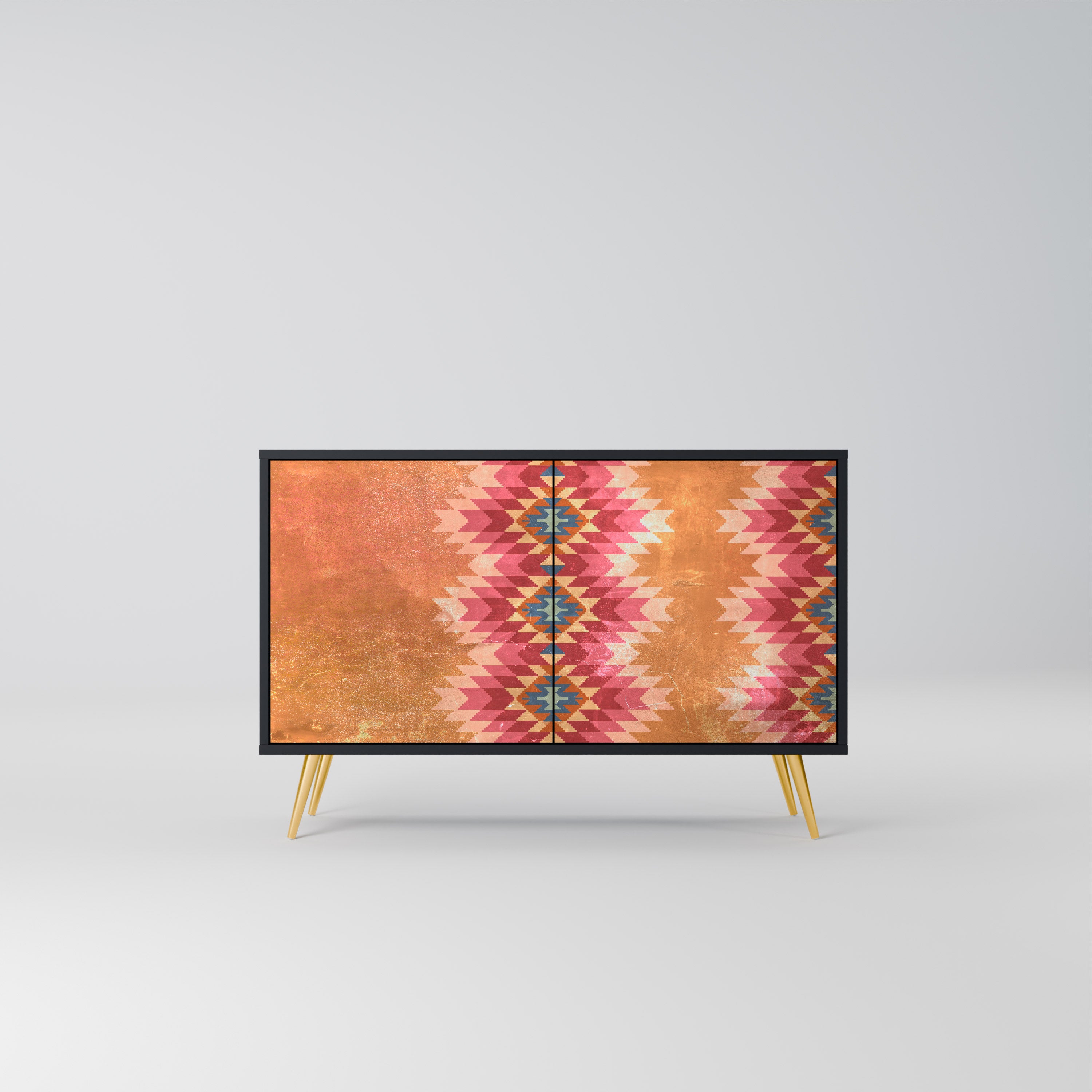 INDIAN FOLK 2-Door Sideboard in Black Finish