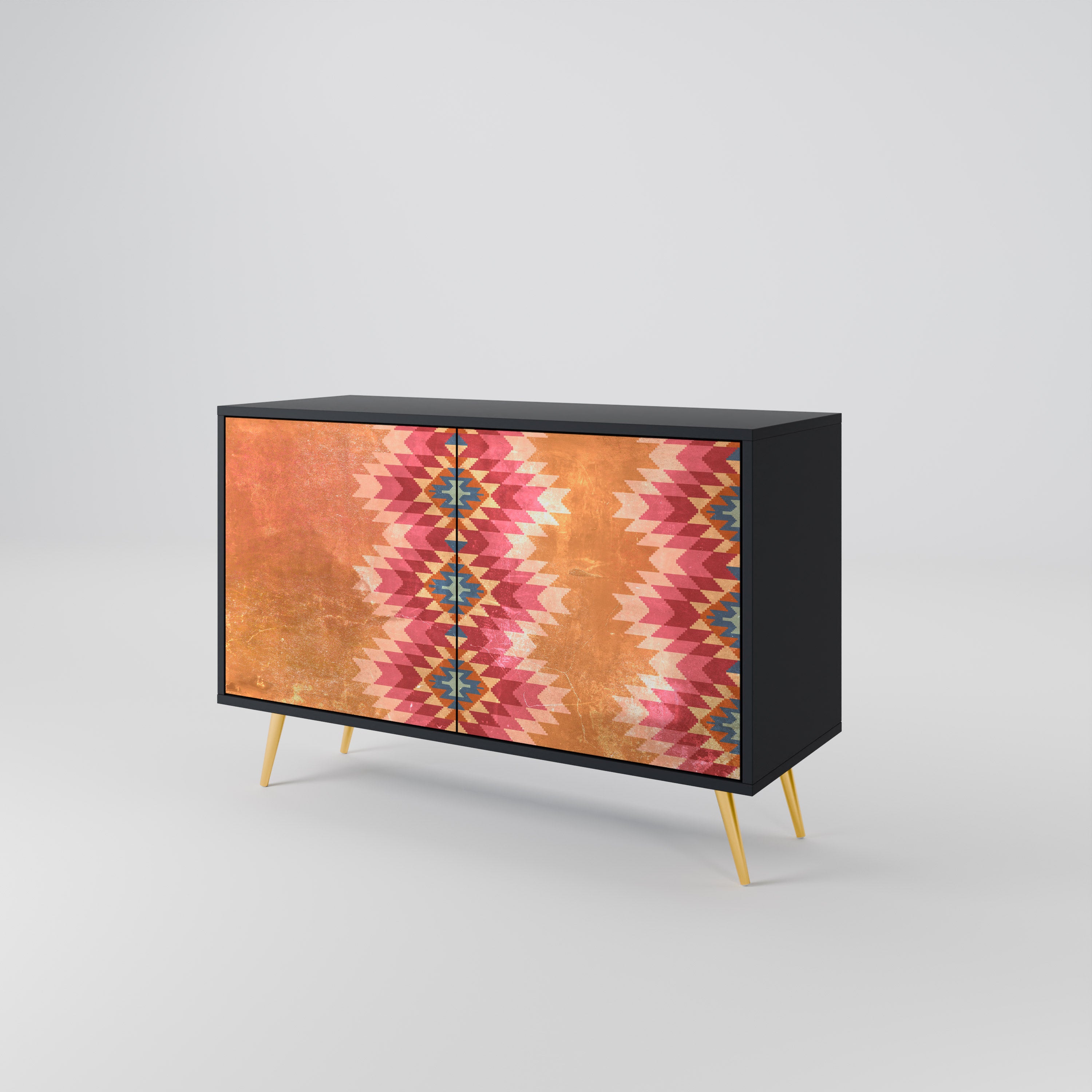 INDIAN FOLK 2-Door Sideboard in Black Finish