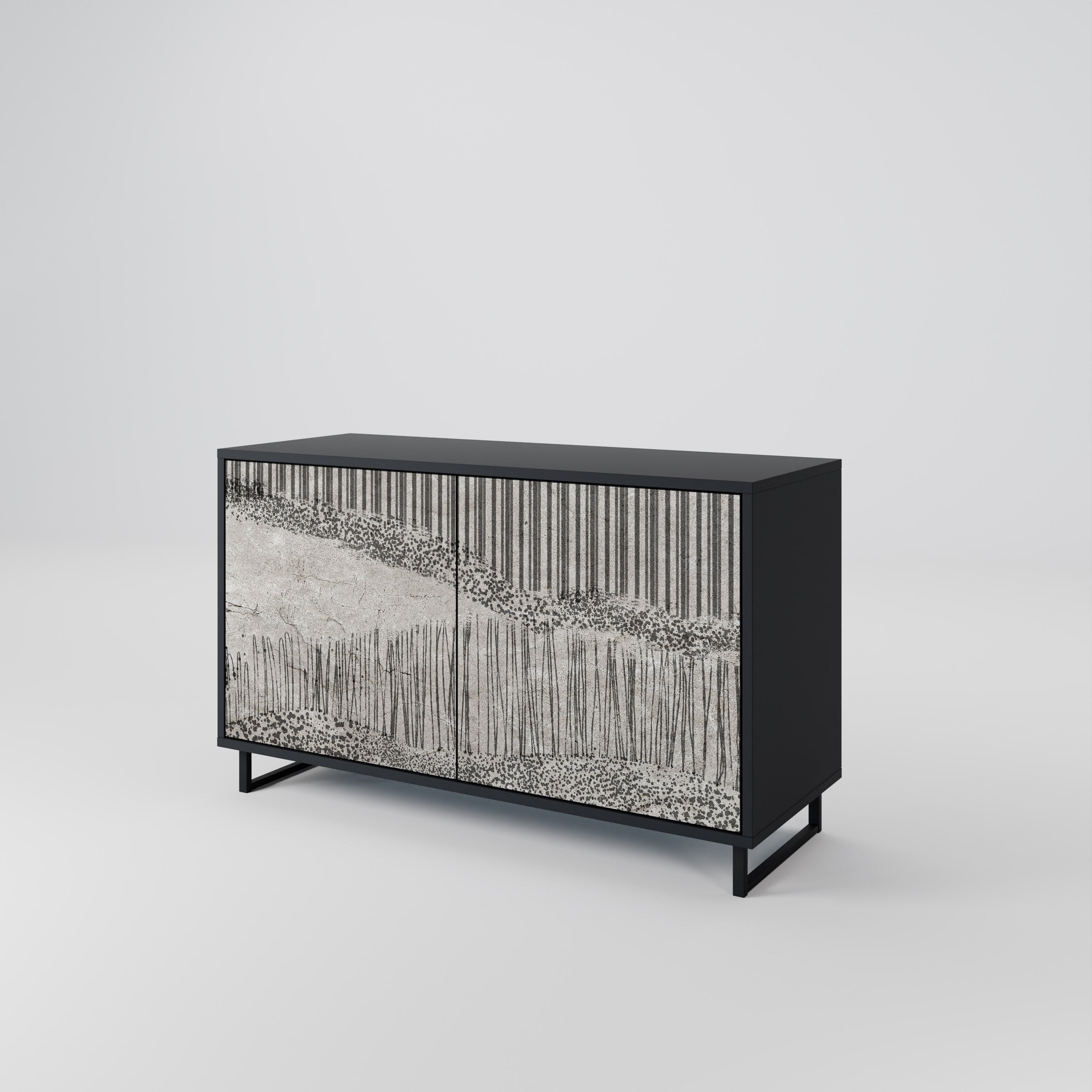 GRAIN LINES 2-Door Sideboard in Black Finish
