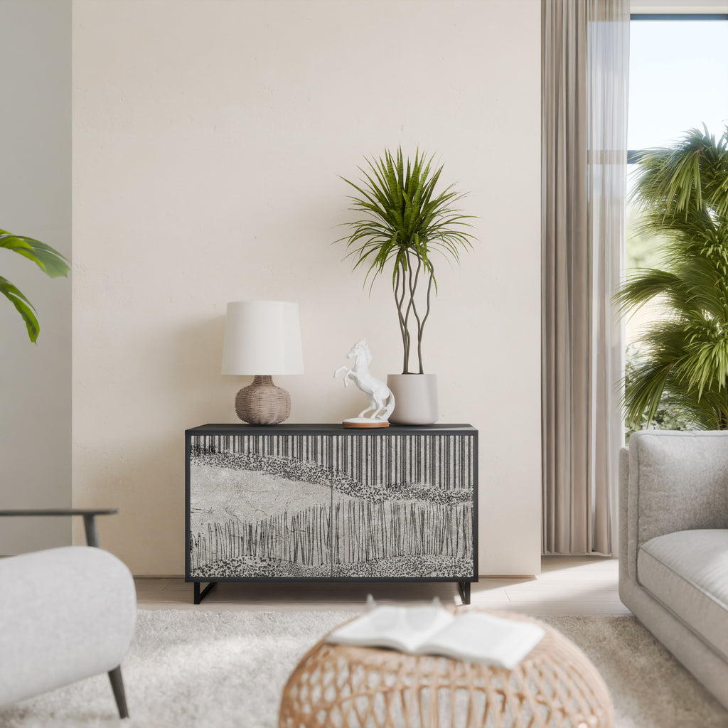 GRAIN LINES 2-Door Sideboard in Black Finish