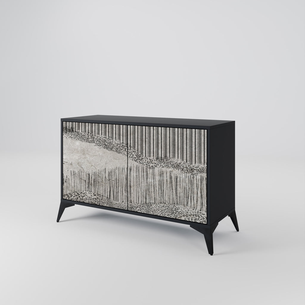 GRAIN LINES 2-Door Sideboard in Black Finish